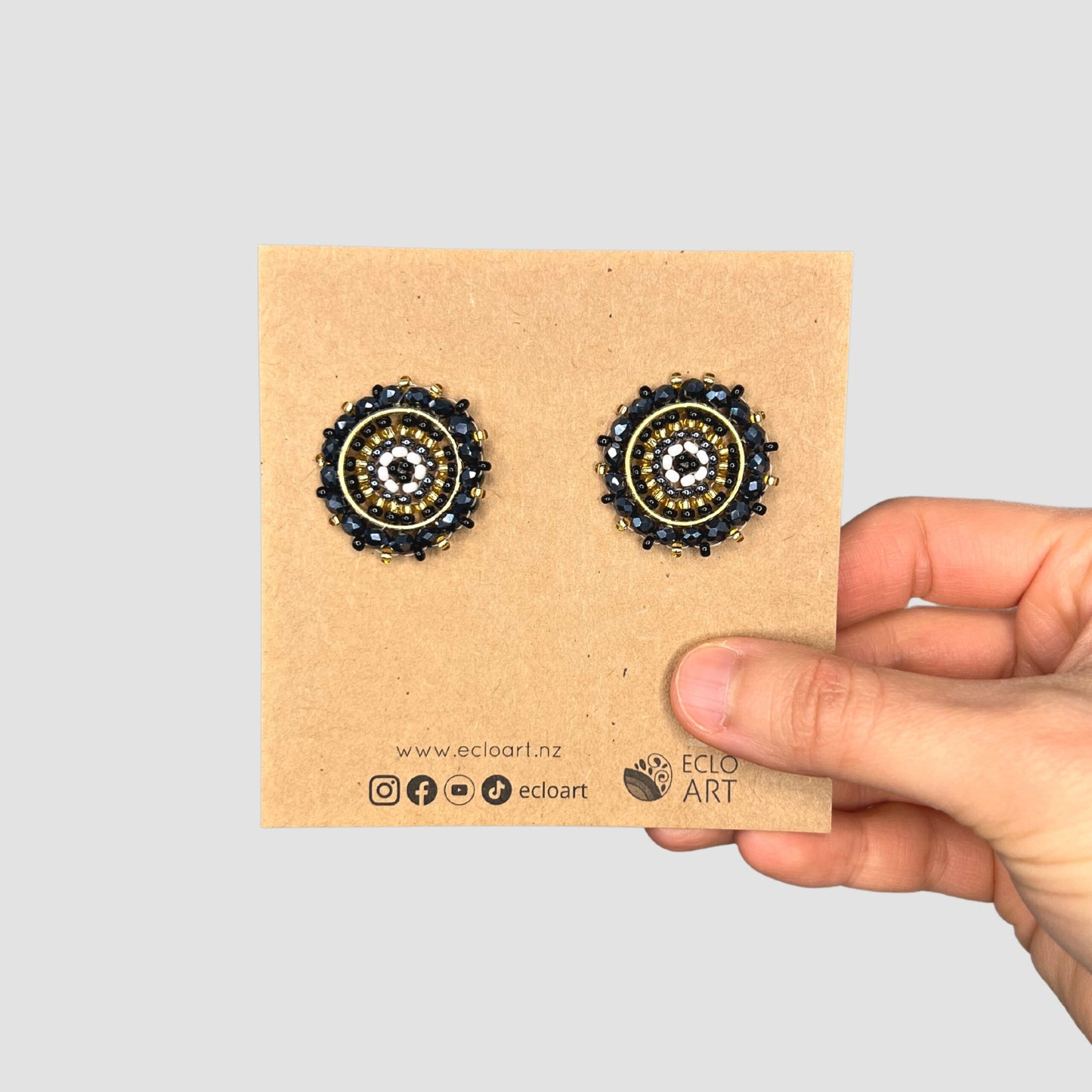 Black and Golden Circle Studs