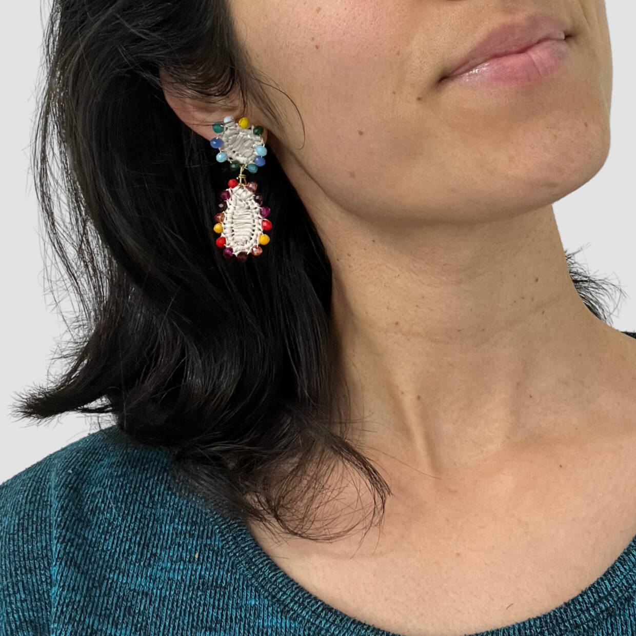 Small Happy Drops Raffia Earrings