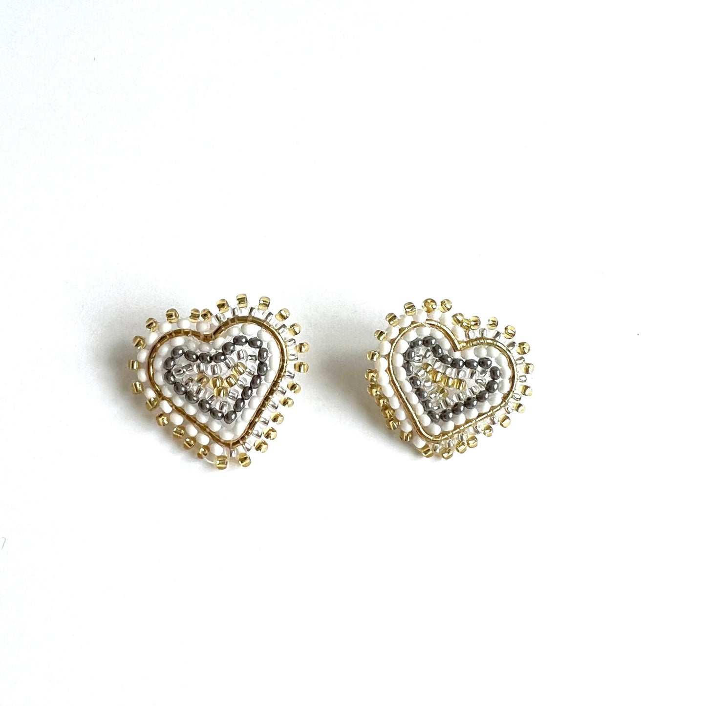 White and Golden Heart Studs
