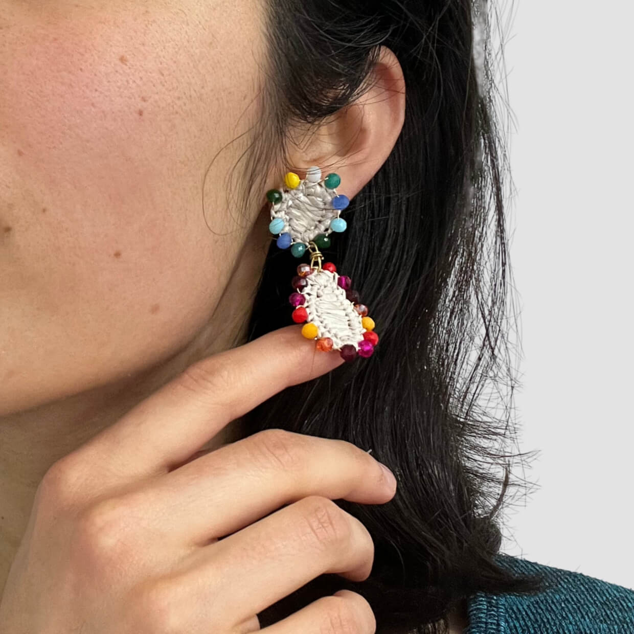 Small Happy Drops Raffia Earrings