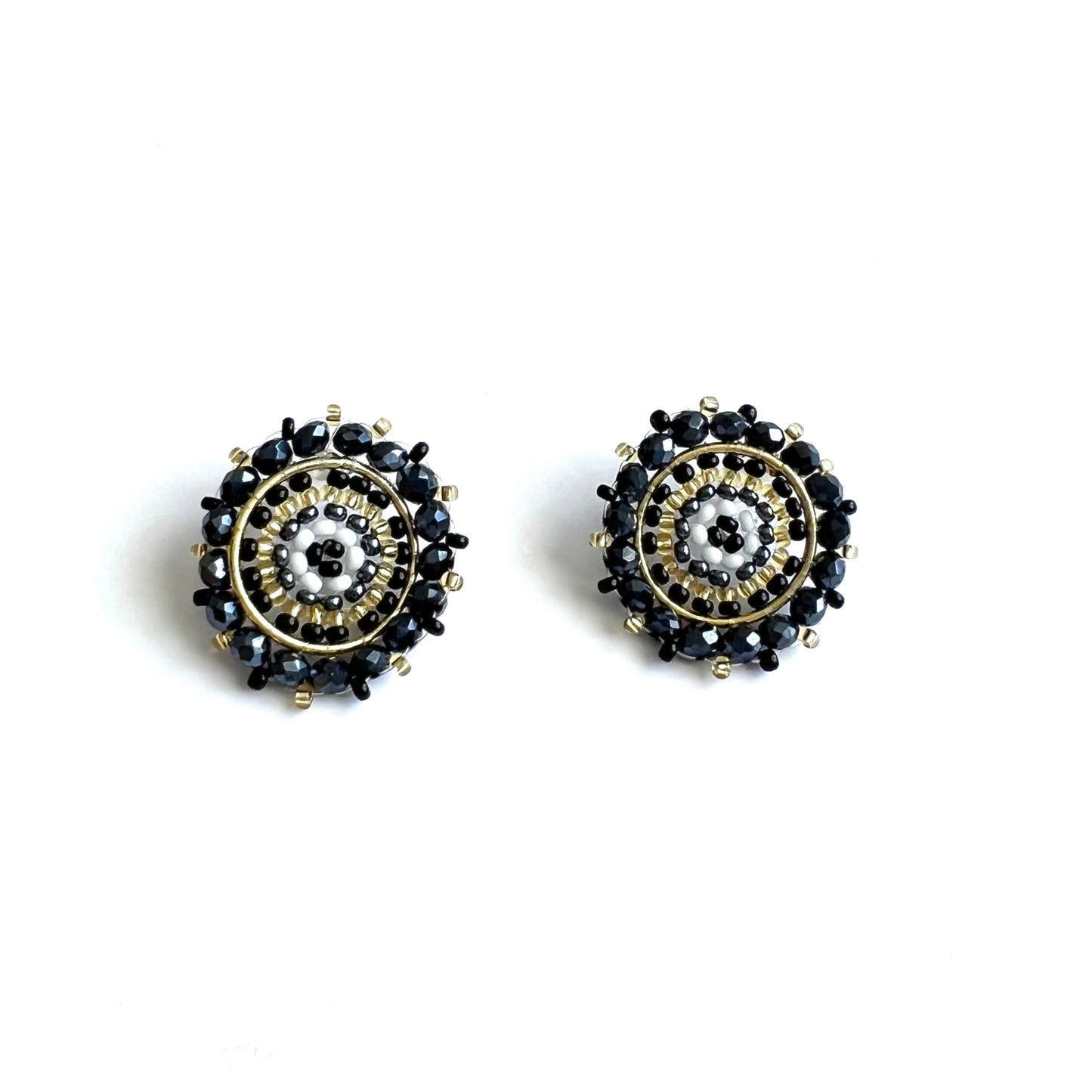 Black and Golden Circle Studs