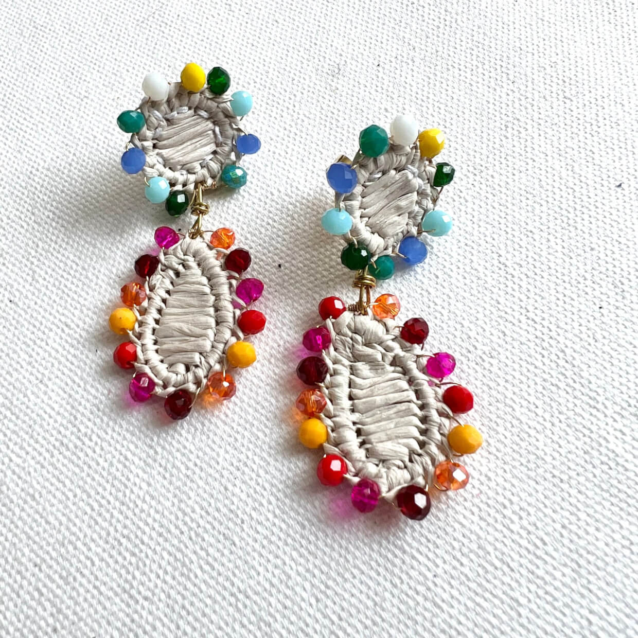 Small Happy Drops Raffia Earrings