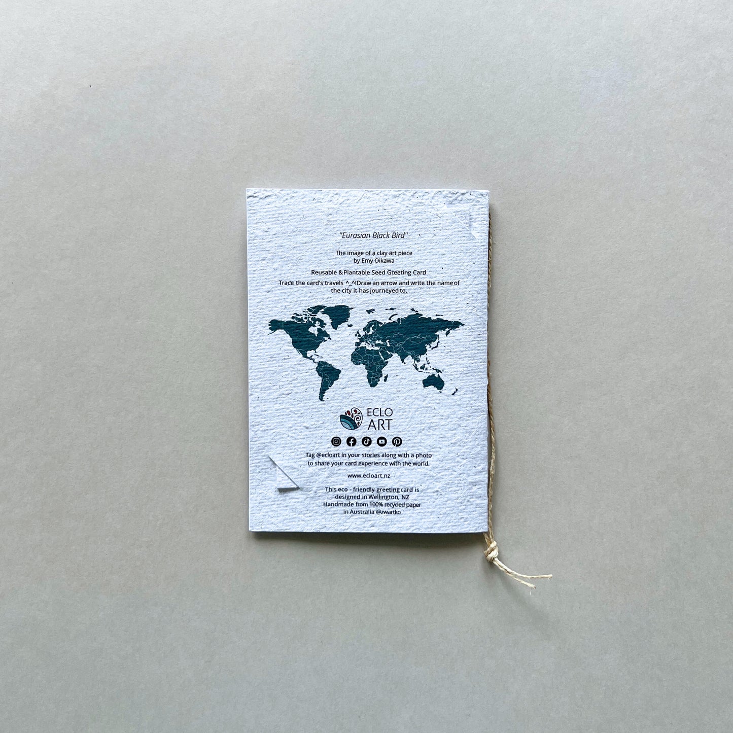 Eurasian Black Bird Plantable and Reusable Greeting Card