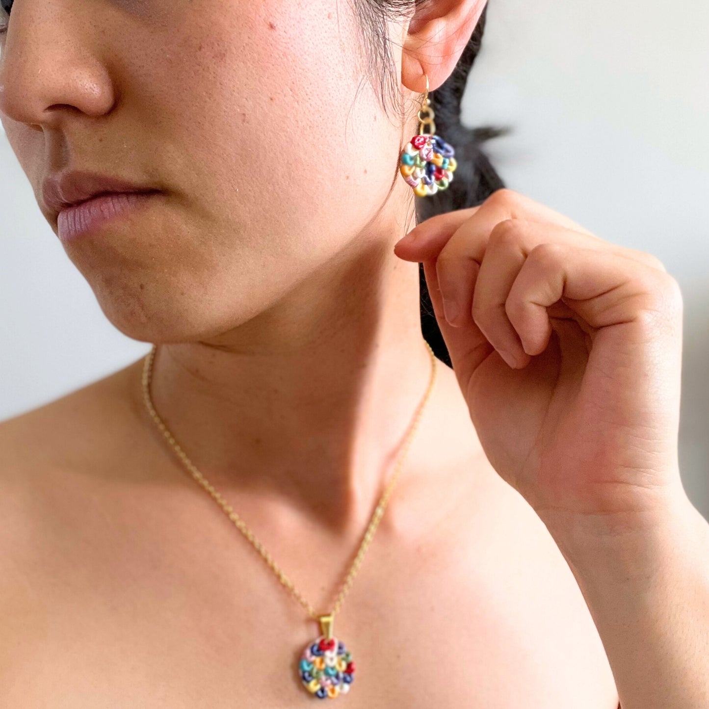 Renewal Small Colourful Feather Earrings // Textured