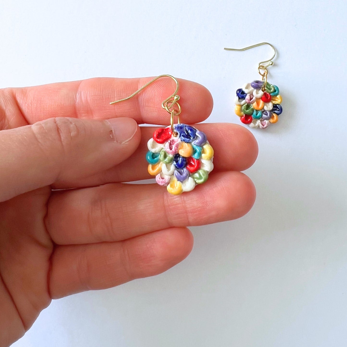 Renewal Small Colourful Feather Earrings // Textured