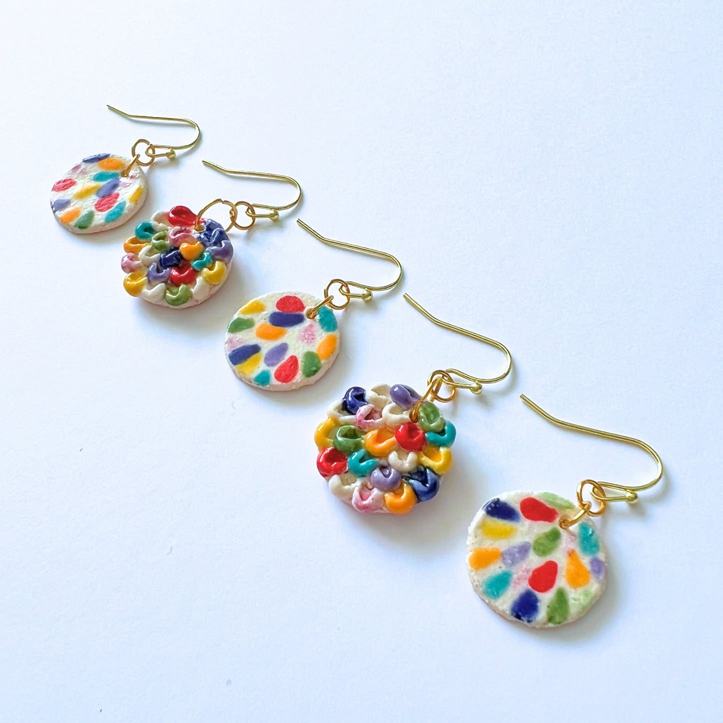 Renewal Small Colourful Feather Earrings // Textured