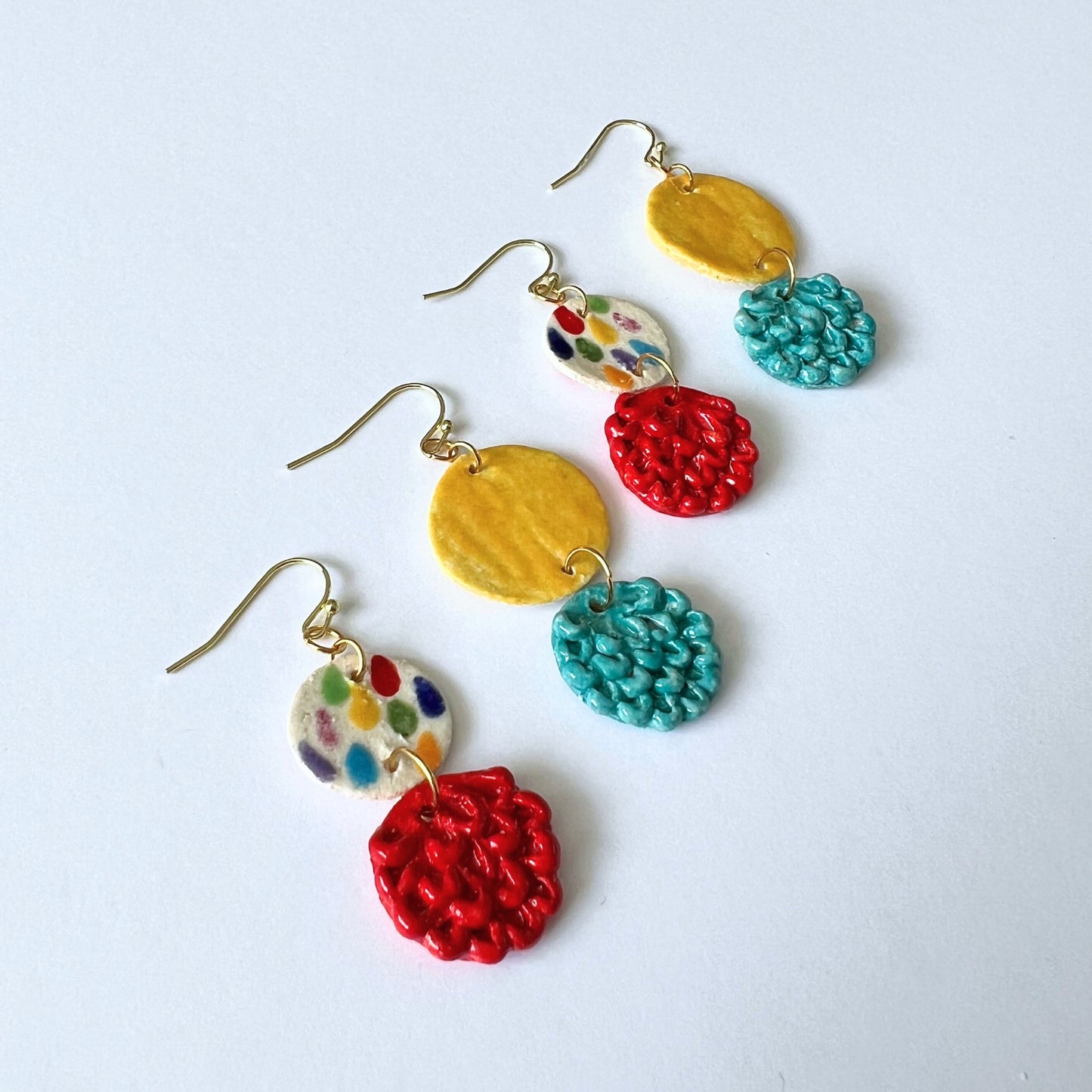 Radiant Red and Colouful Feather Earrings