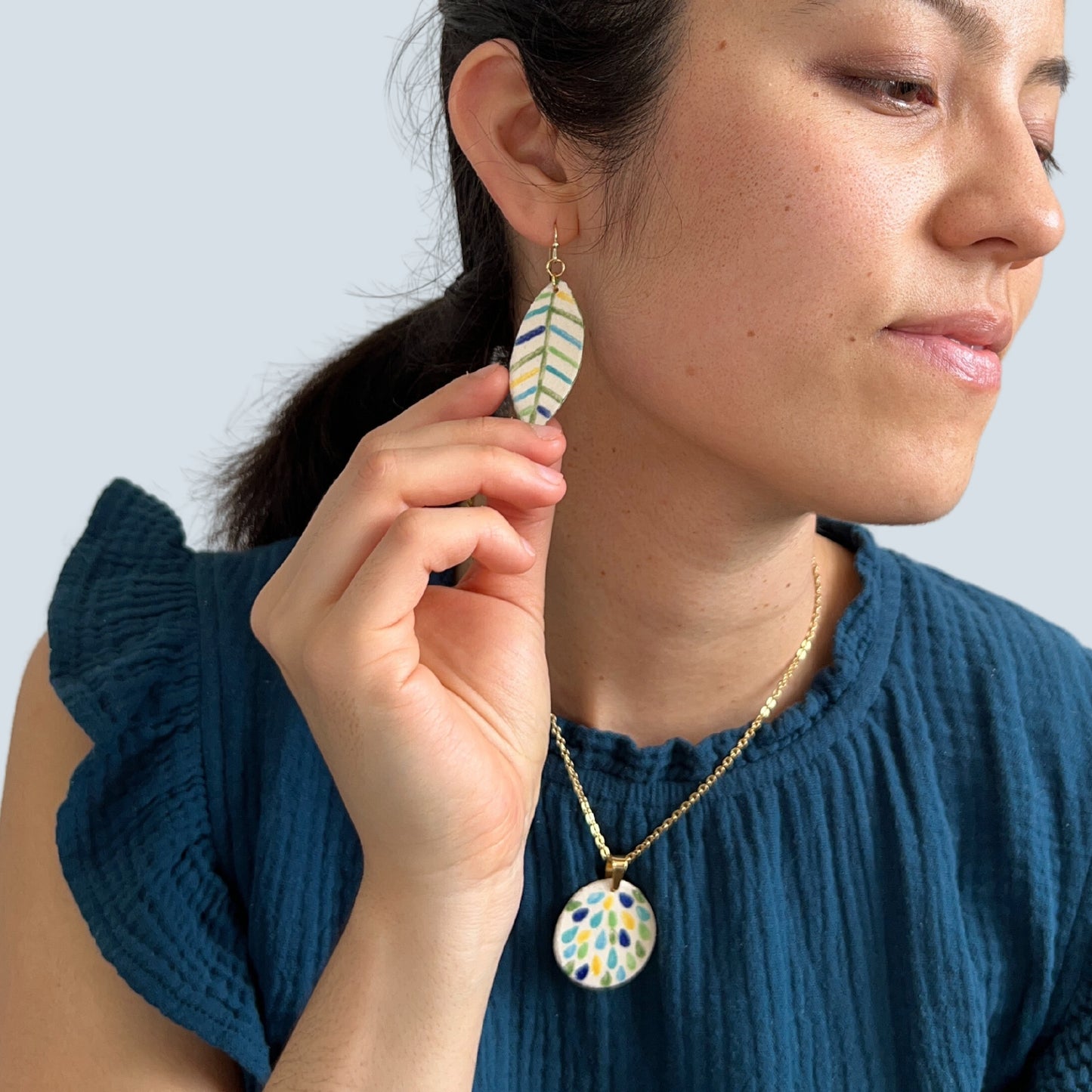 Serenity Leaf Earrings // Flat Surface