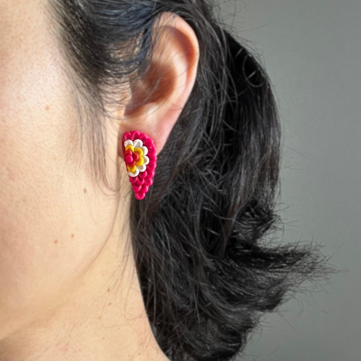 Half Flower Polymer Clay Stud