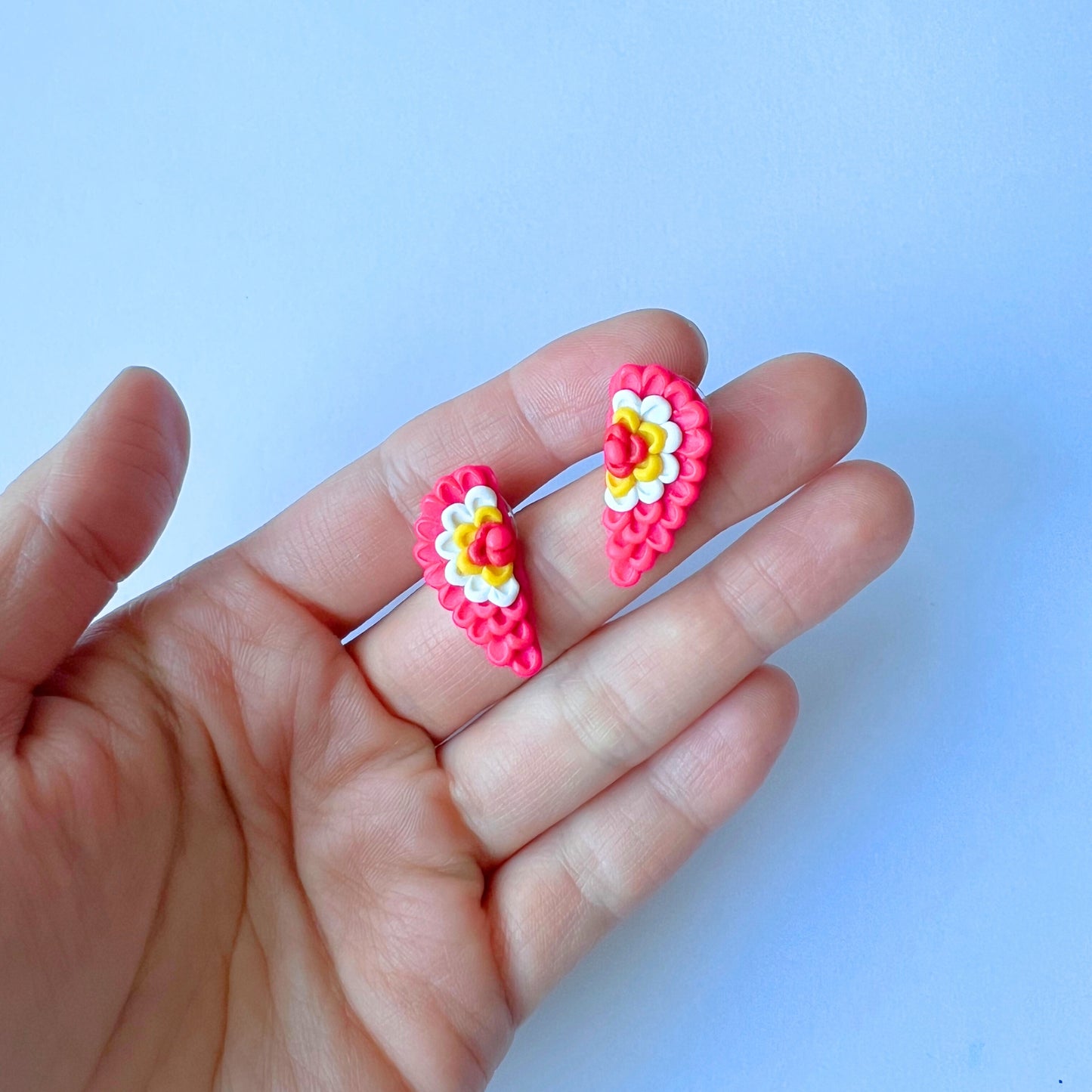 Half Flower Polymer Clay Stud