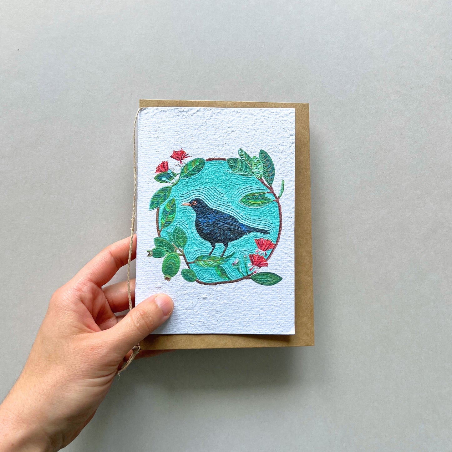 Eurasian Black Bird Plantable and Reusable Greeting Card