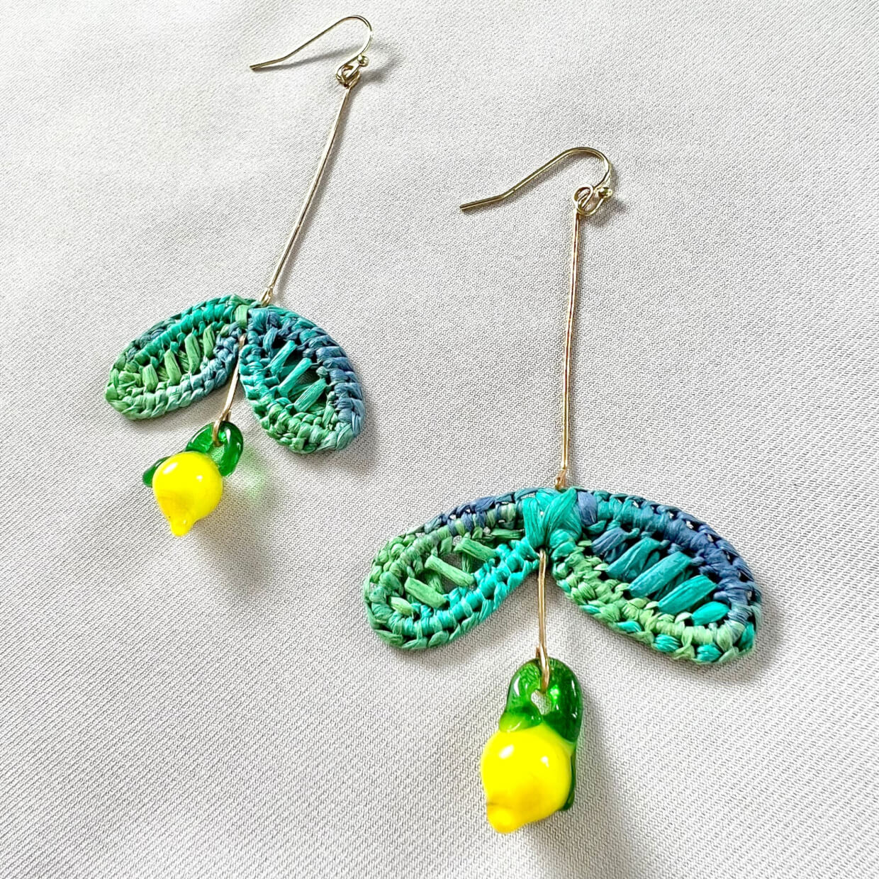 Picking Lemons & Capsicums Raffia Earrings