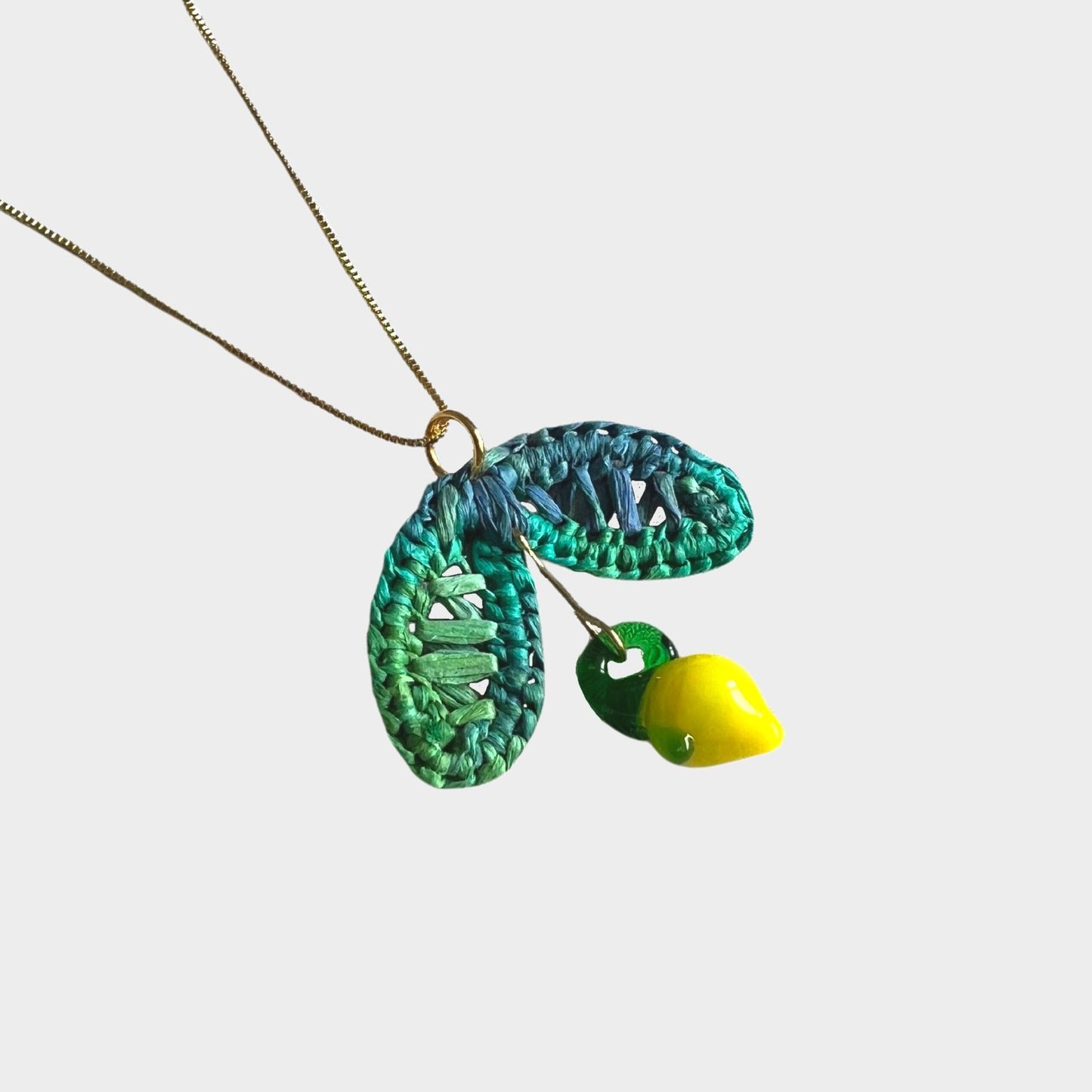 Lemon Raffia Necklace