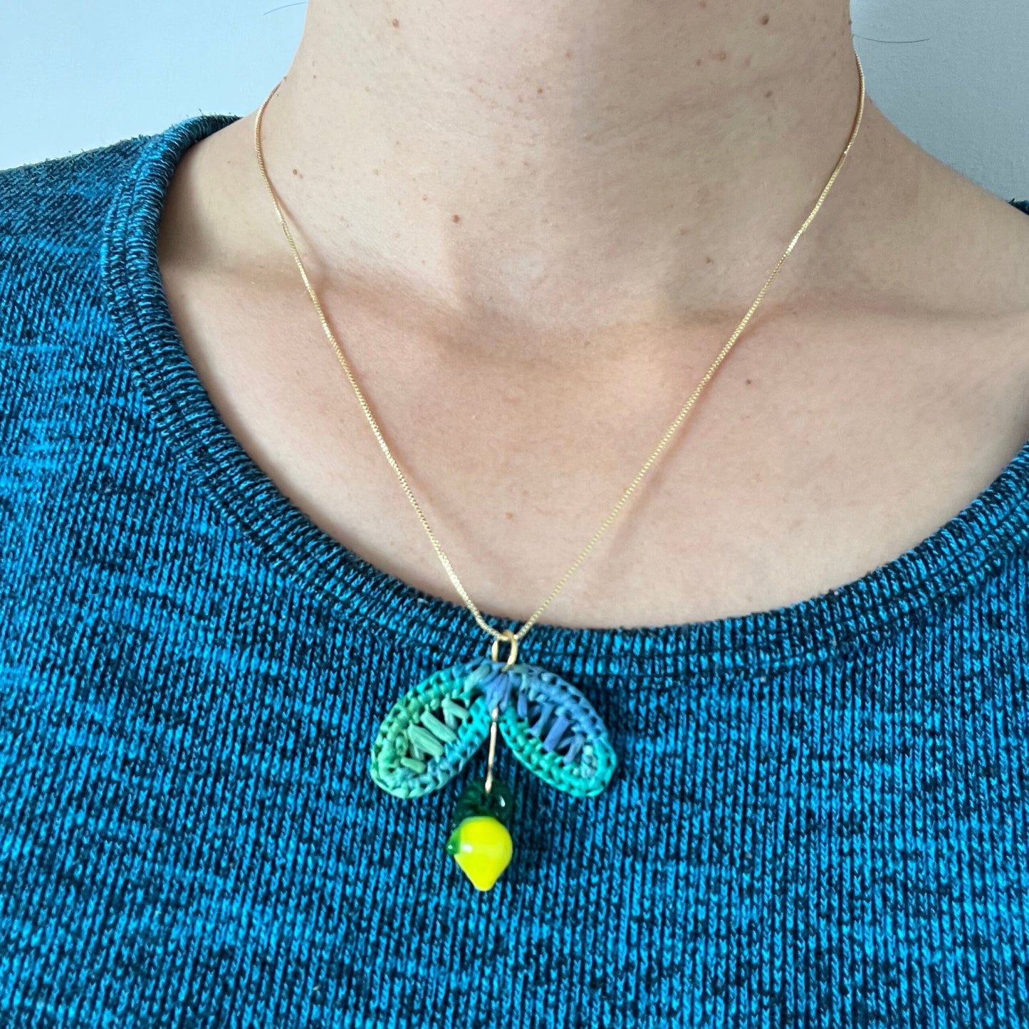 Lemon Raffia Necklace