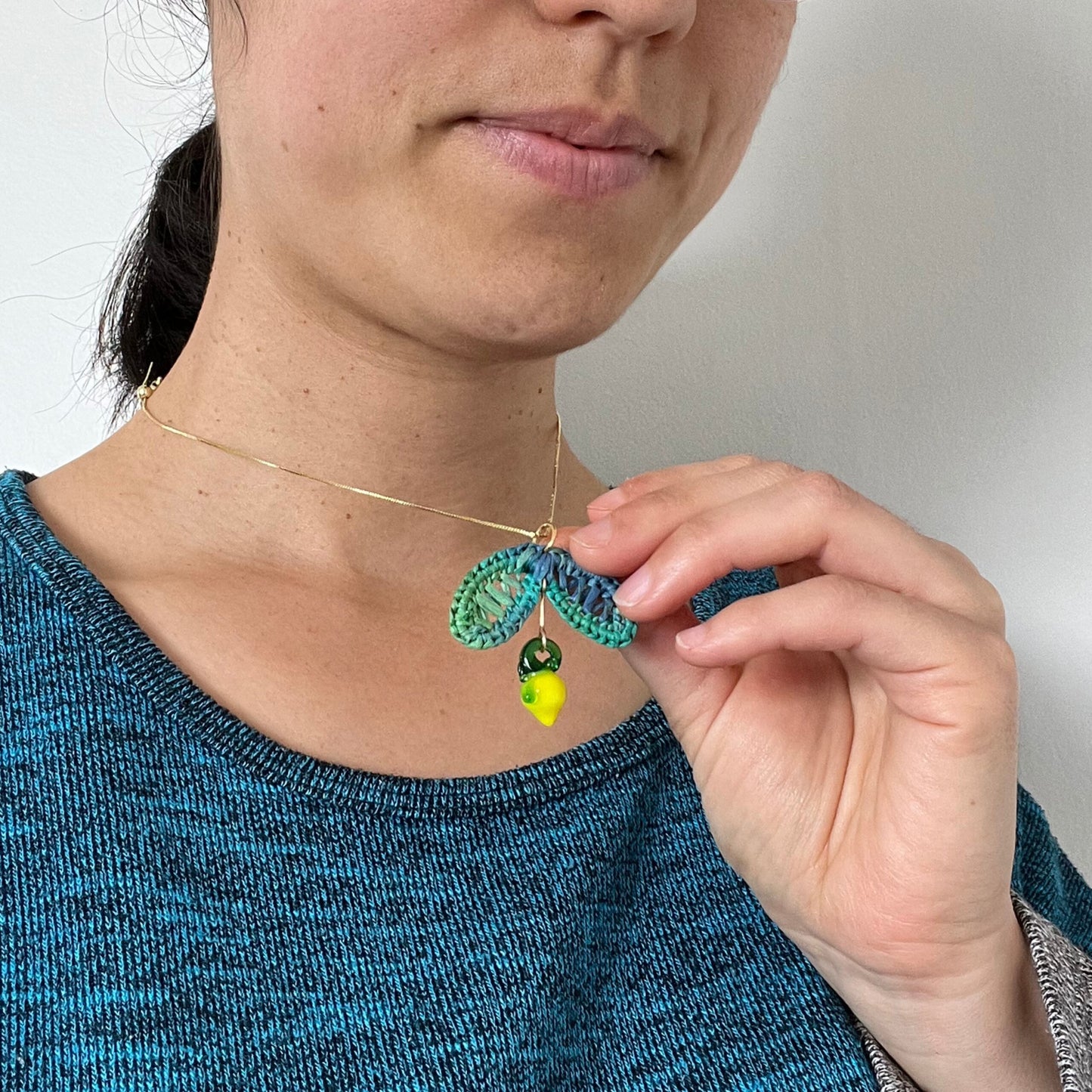 Lemon Raffia Necklace