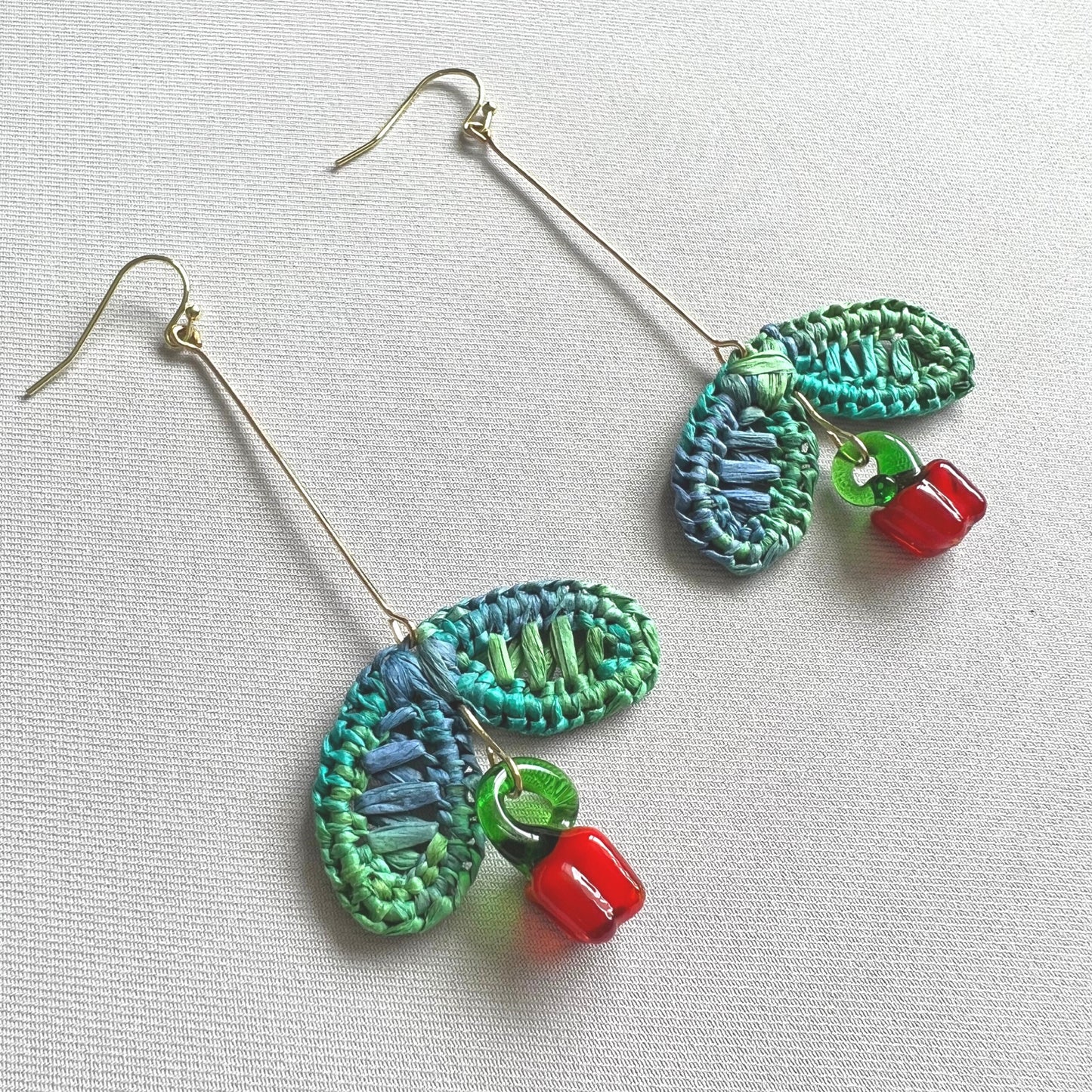 Picking Lemons & Capsicums Raffia Earrings