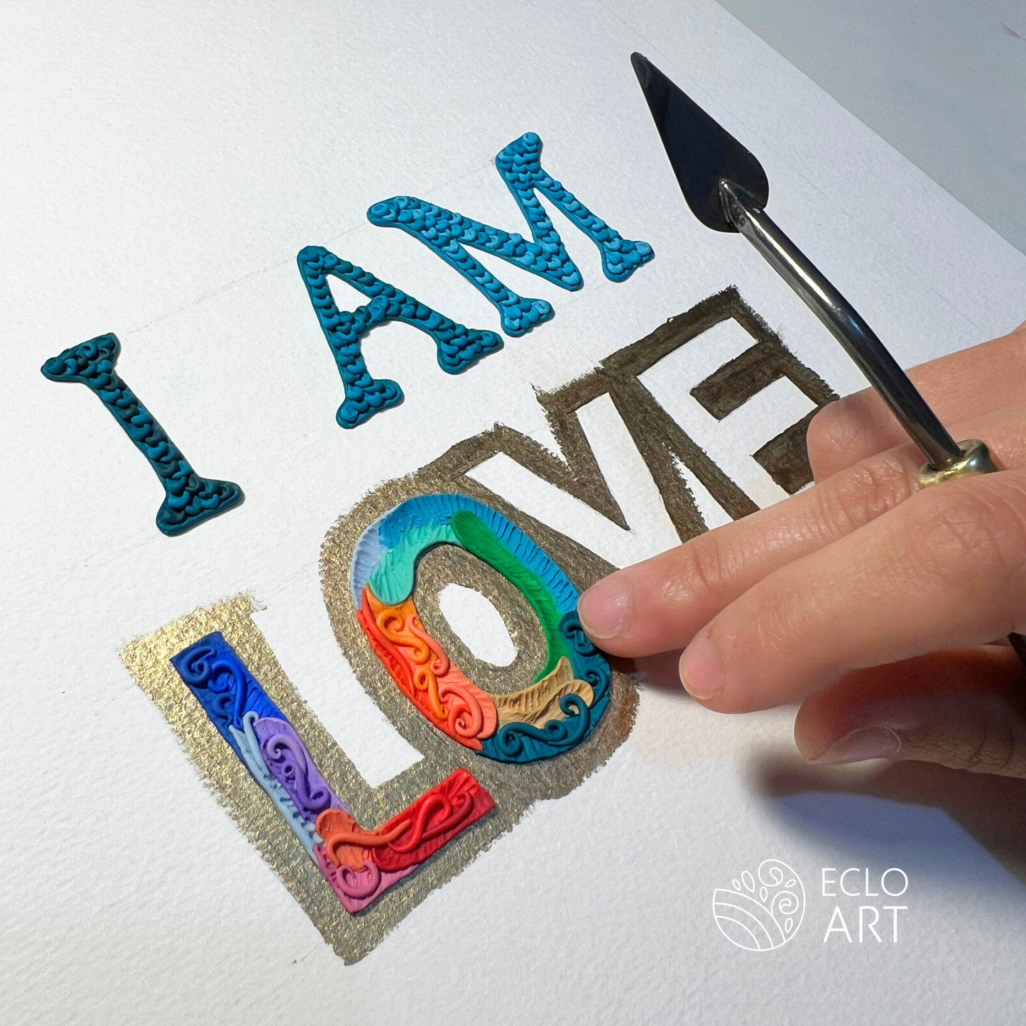 "I AM LOVE " Clay Art Piece