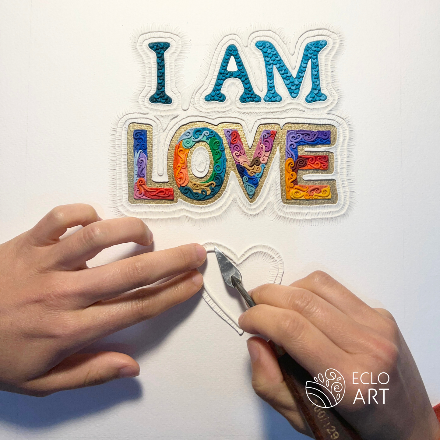 "I AM LOVE " Clay Art Piece