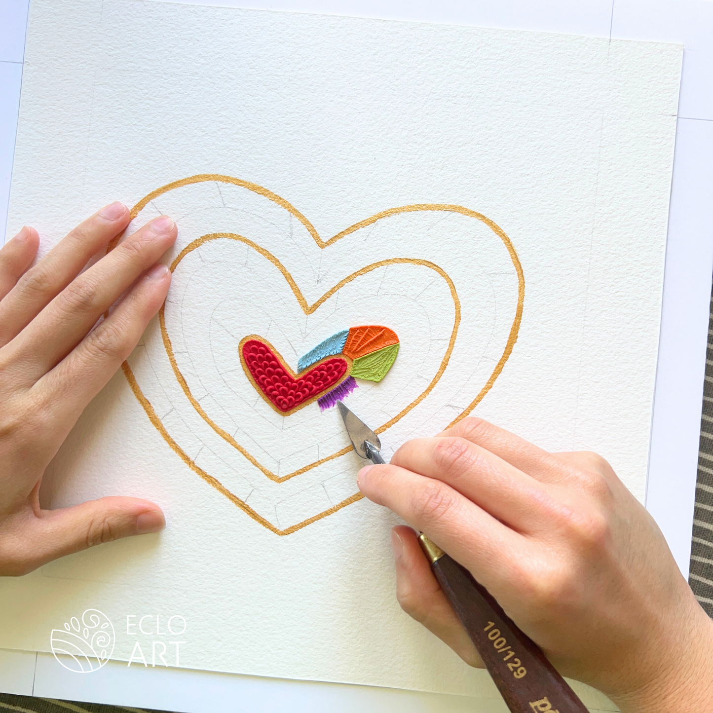 I LOVE ME original art piece in processby clay artist Emy Oikawa from Eclo Art