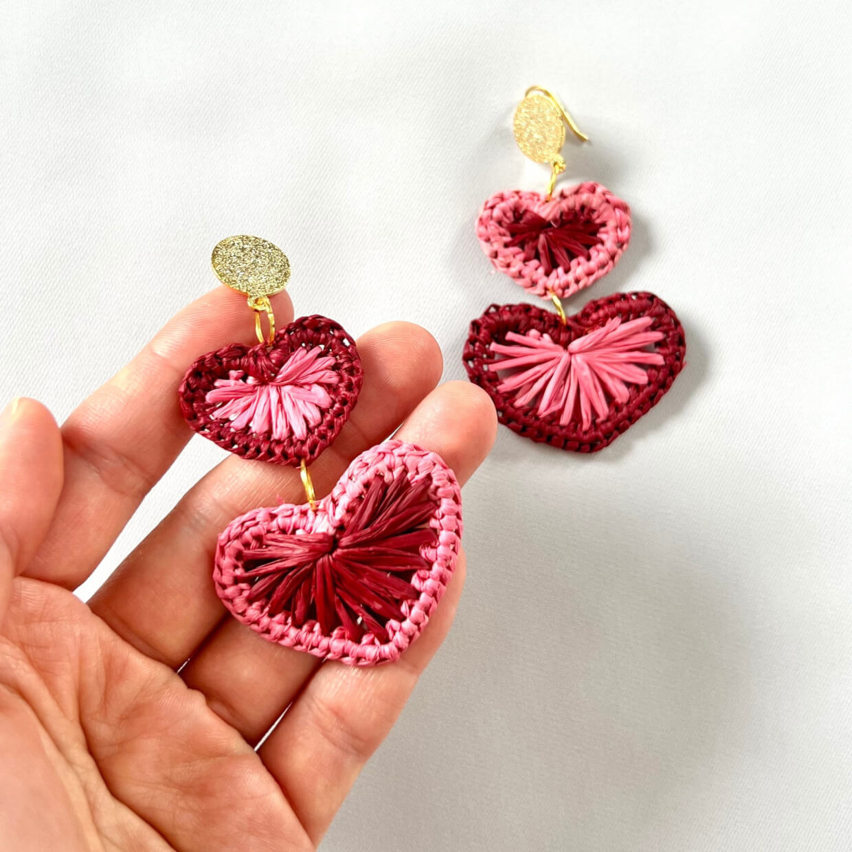 I’m in LOVE (Red & Pink/ Green & Navy) Raffia Earrings