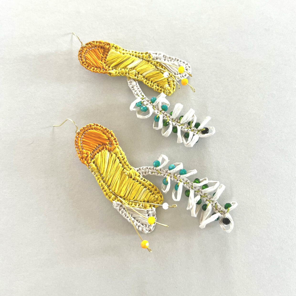 Kōwhai Flower Raffia Earrings
