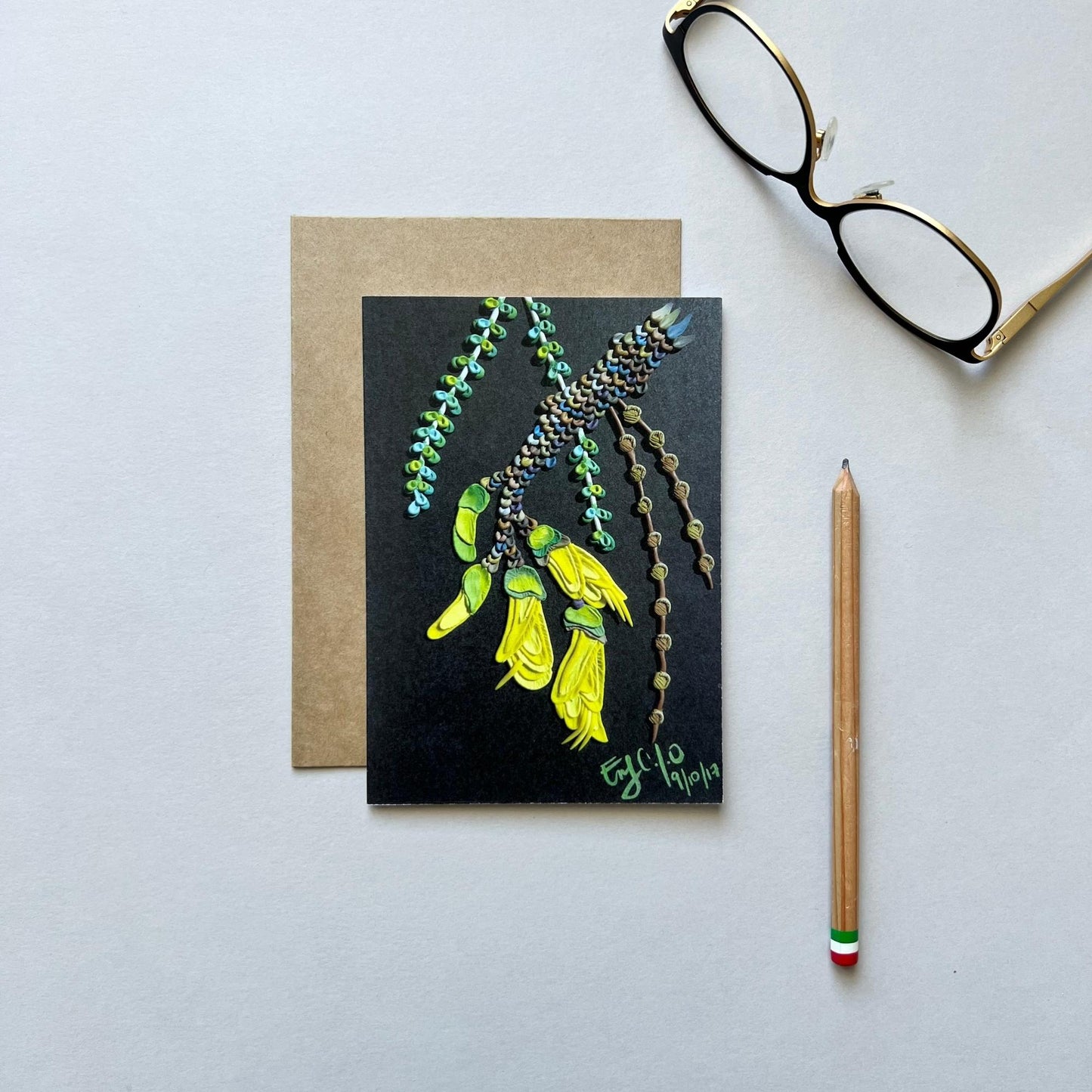 Kowhai Flower Reusable Greeting Card