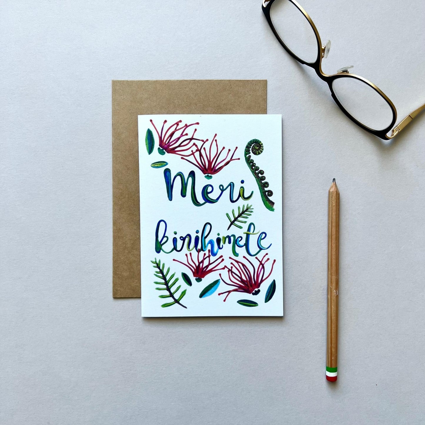 Set of 4 Pohutukawa Flowers Reusable Greeting Cards