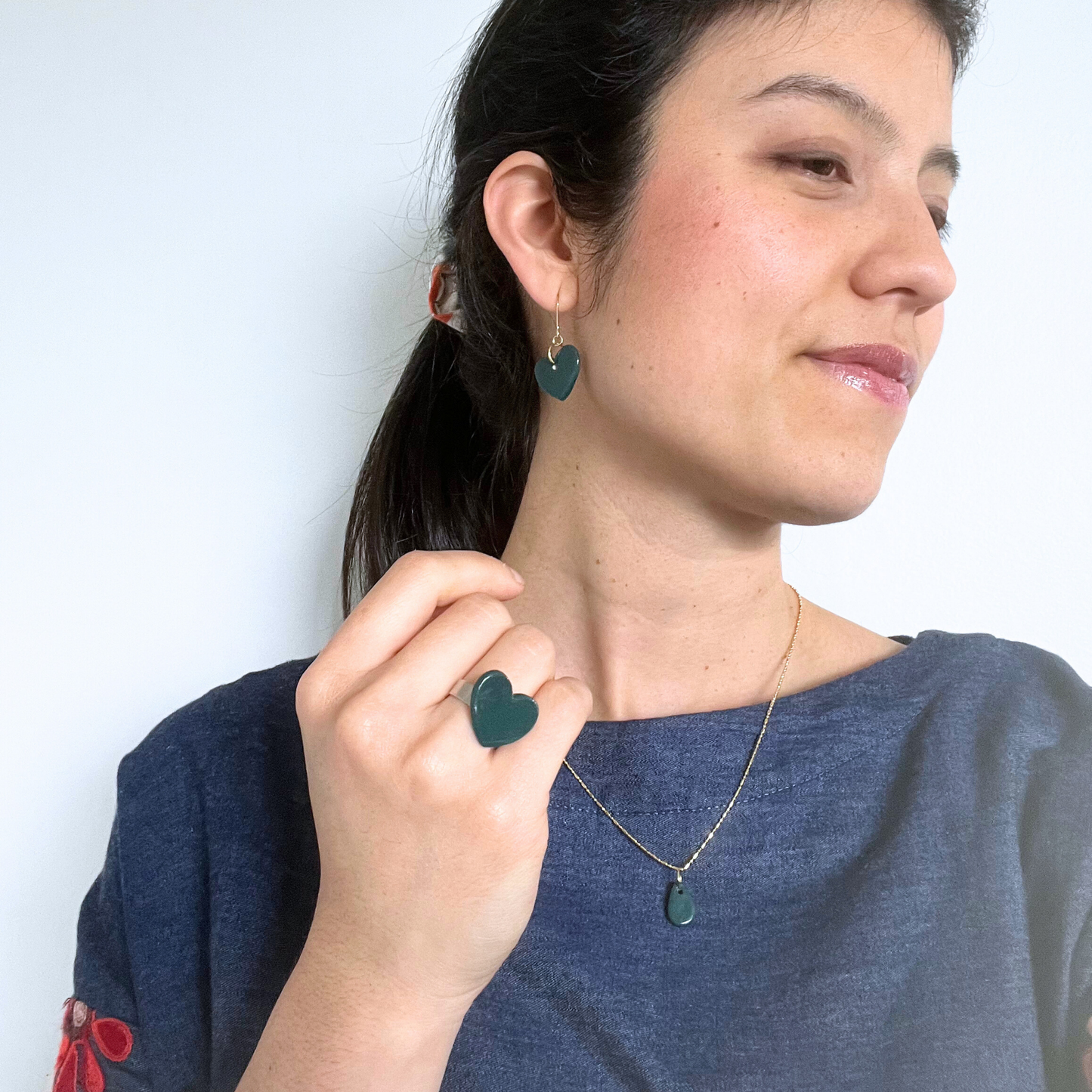 Whispers of The Forest Set - Earrings, Studs, Ring and Necklace