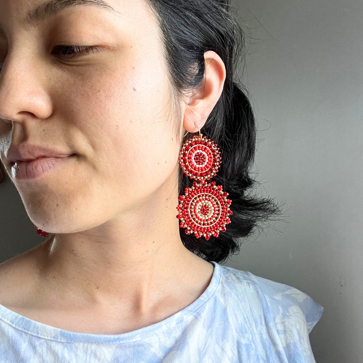 Circle Red Large Earrings