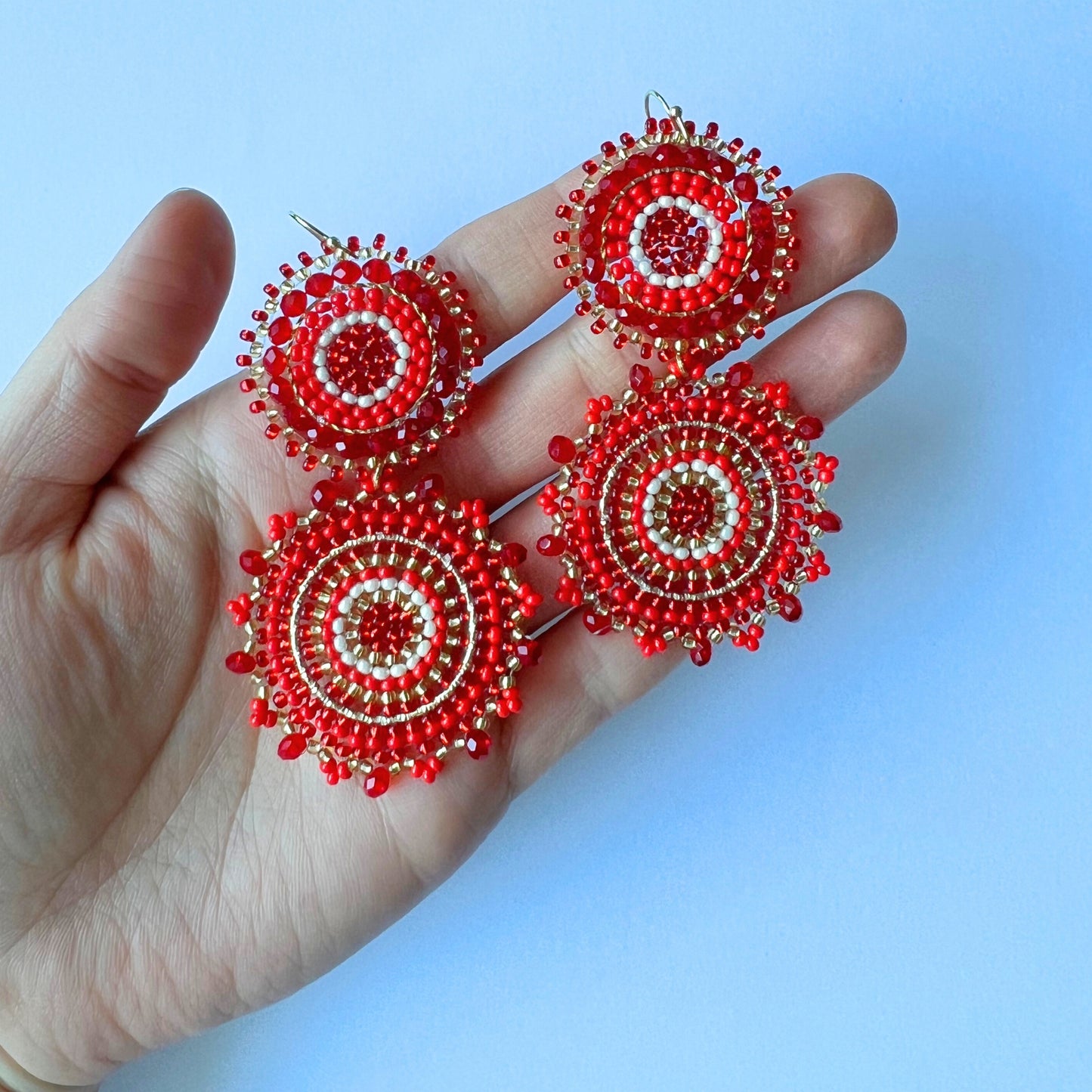 Circle Red Large Earrings