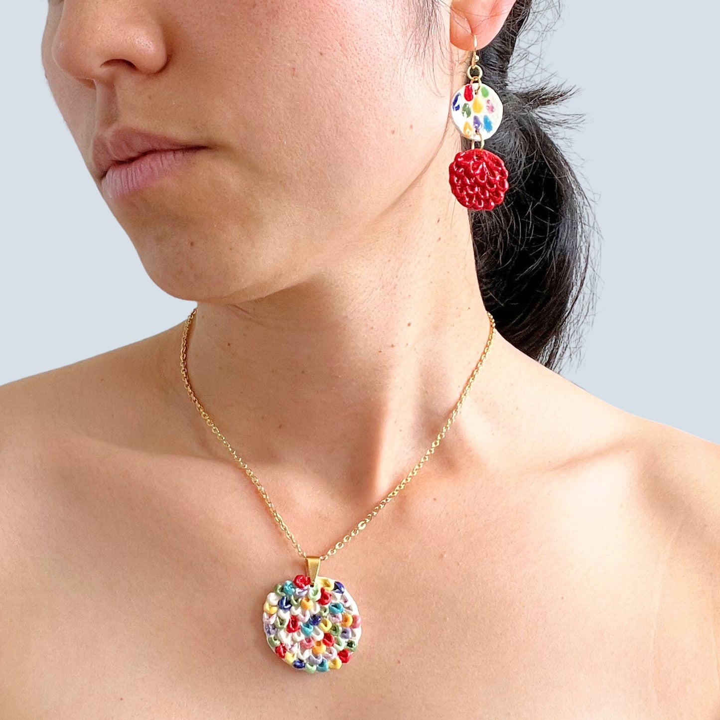 Radiant Red and Colouful Feather Earrings