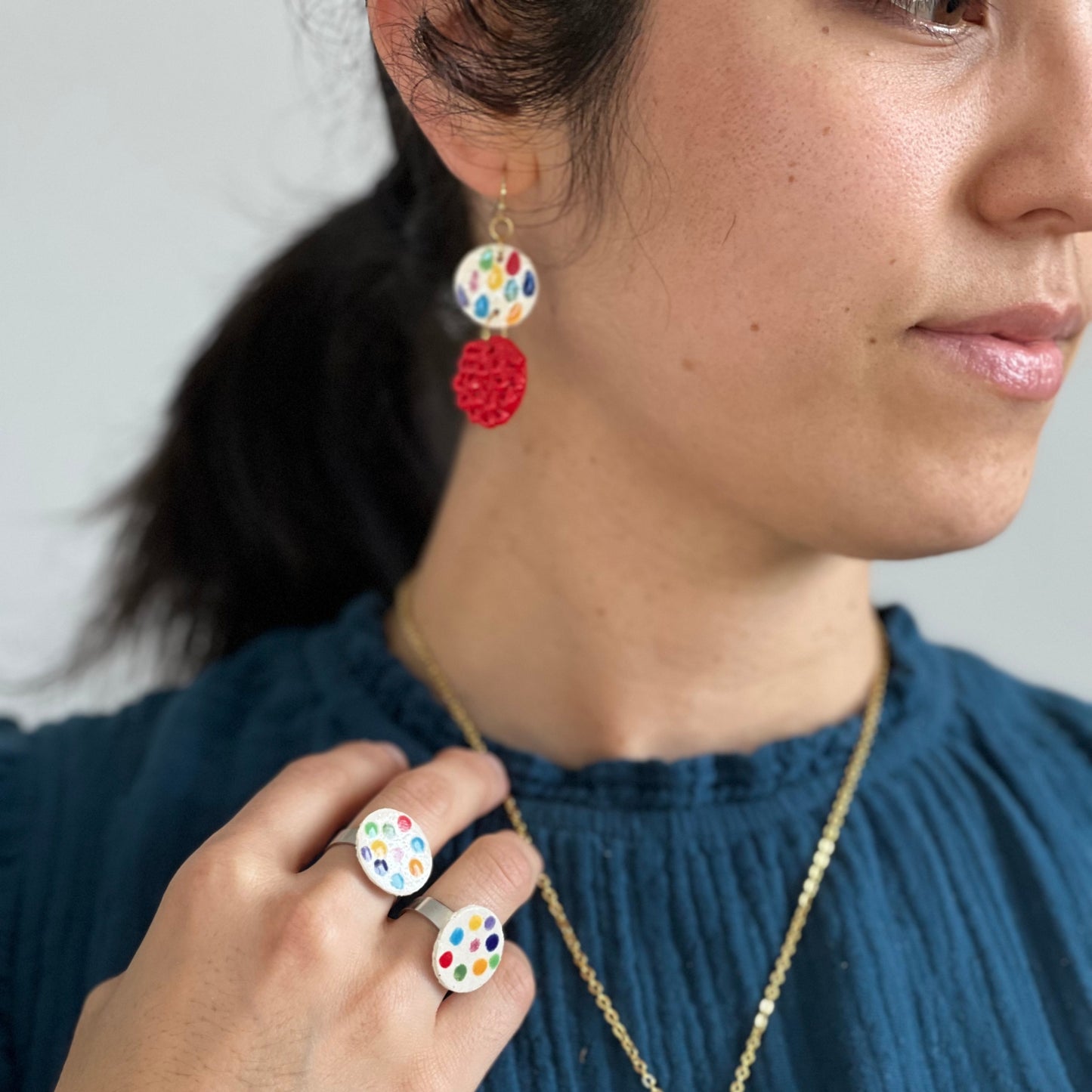Radiant Red and Colouful Feather Earrings