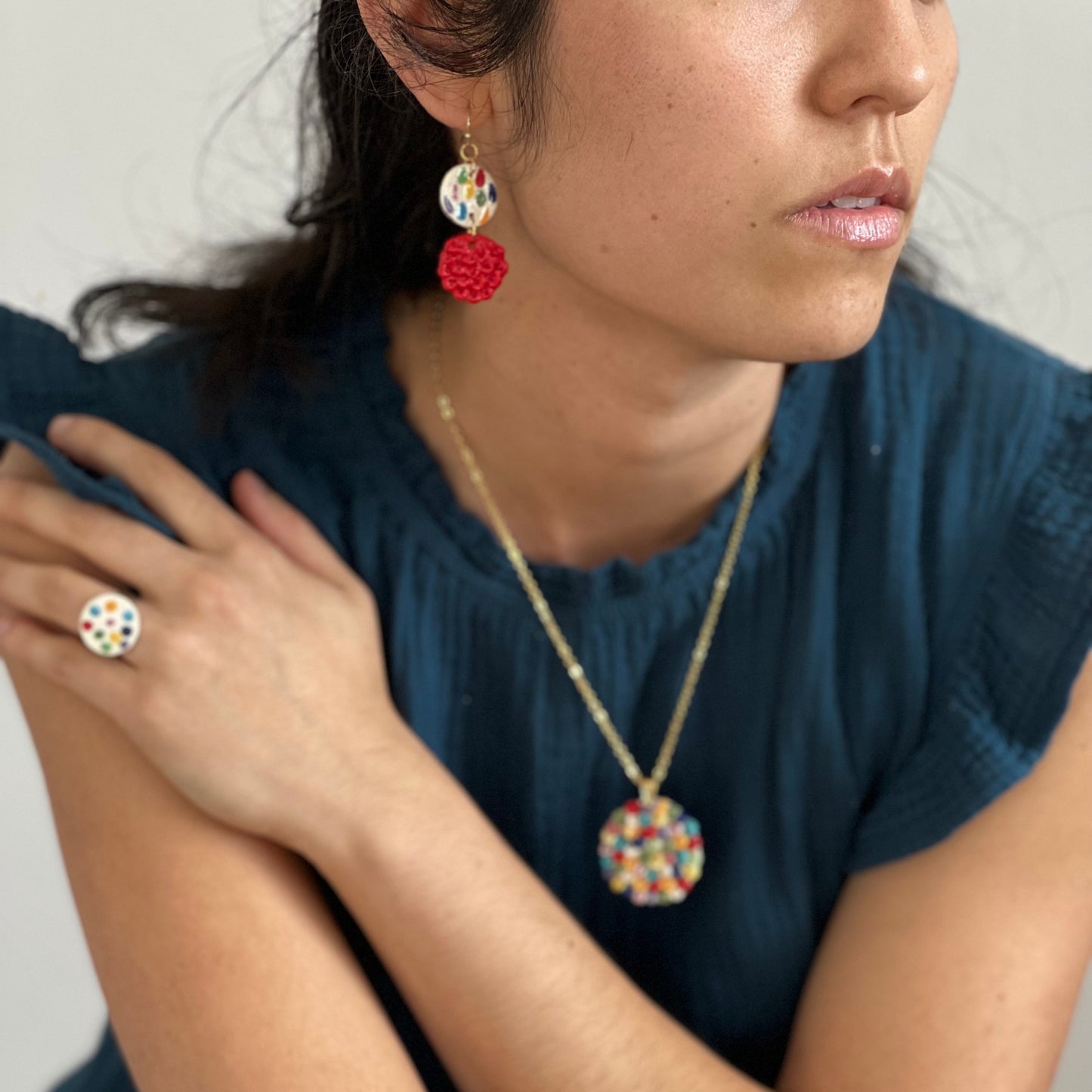 Radiant Red and Colouful Feather Earrings