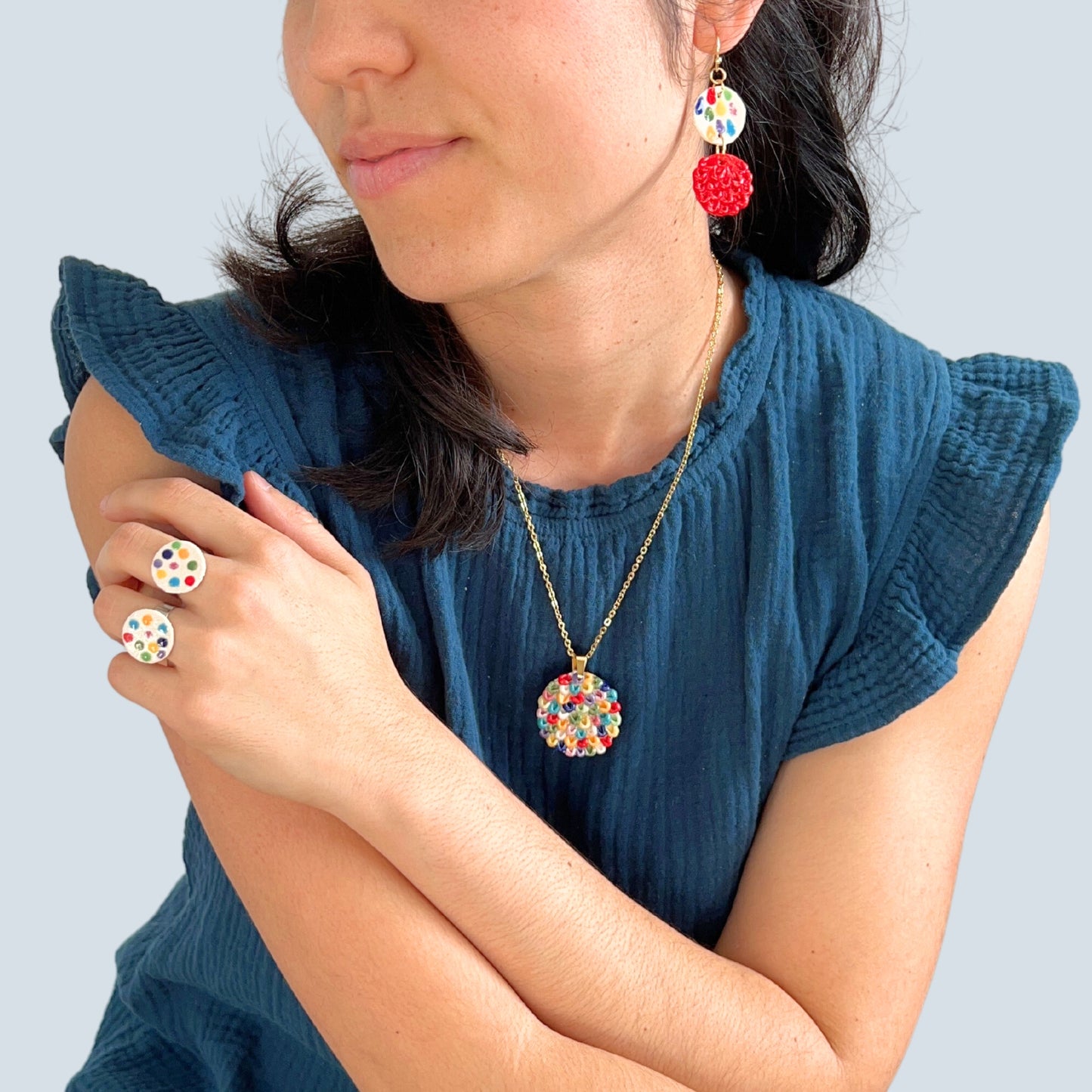 Radiant Red and Colouful Feather Earrings