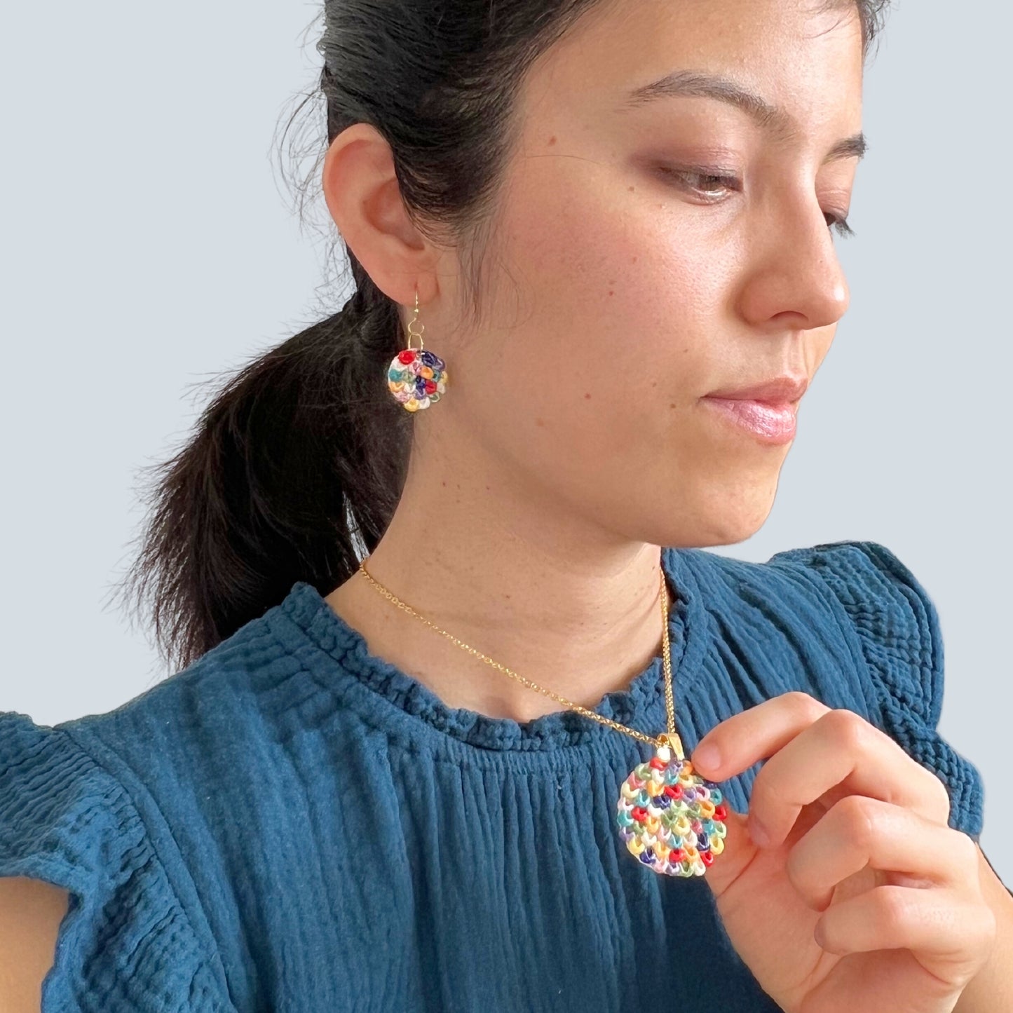Renewal Small Colourful Feather Earrings // Textured