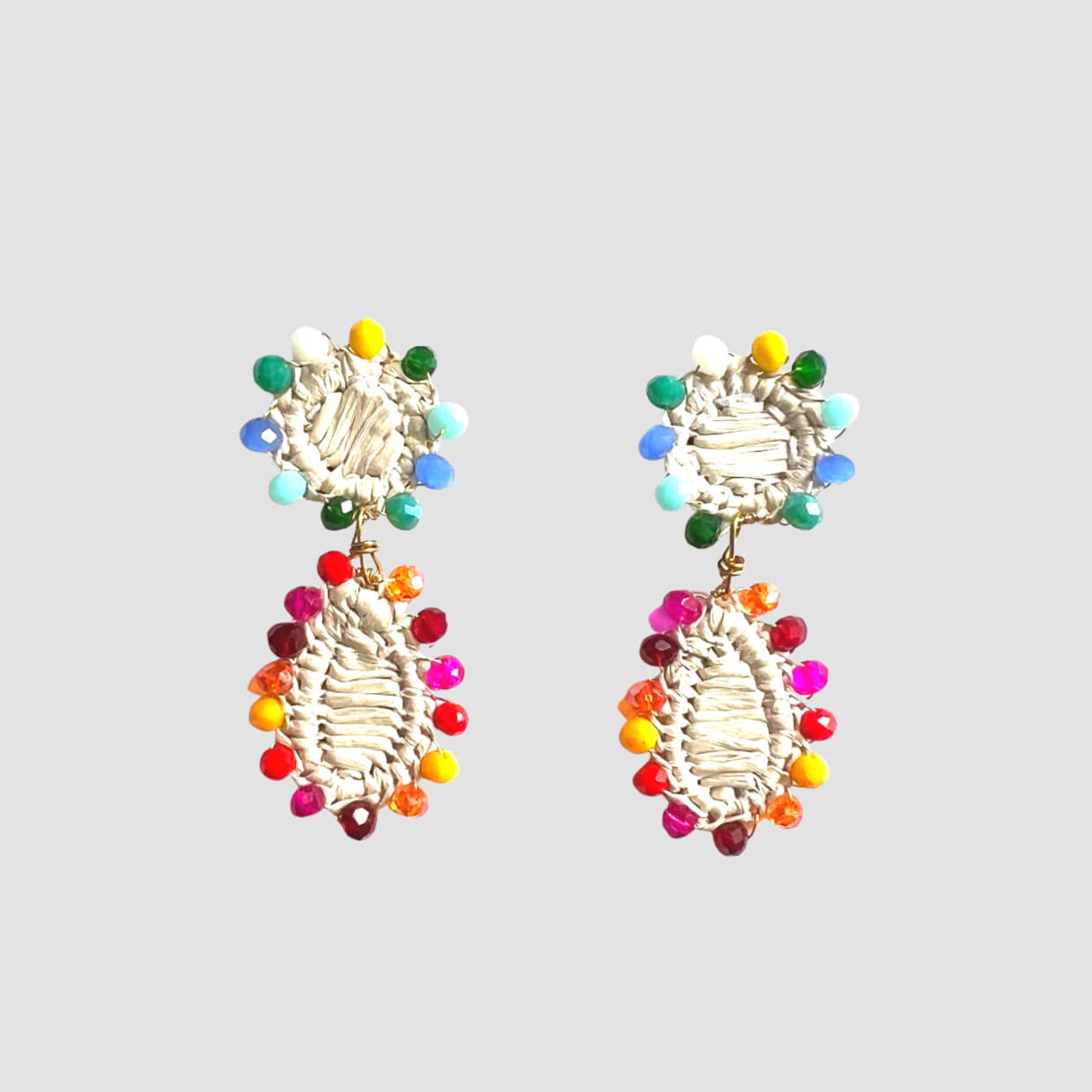 Small Happy Drops Raffia Earrings