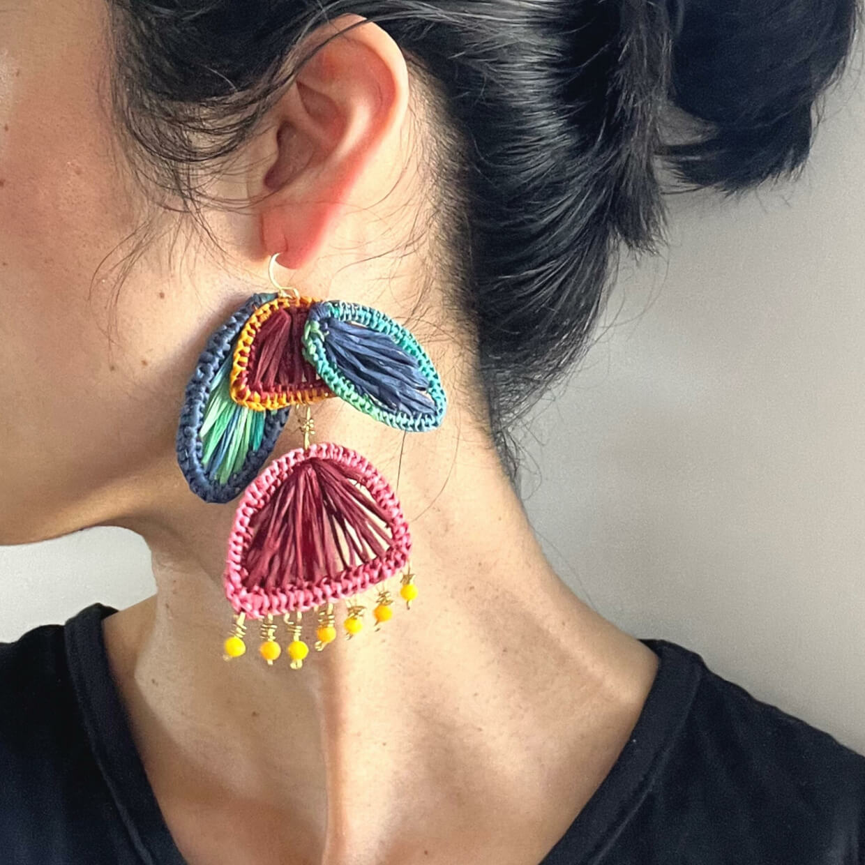 The Pohutukawa Flower Raffia Earrings
