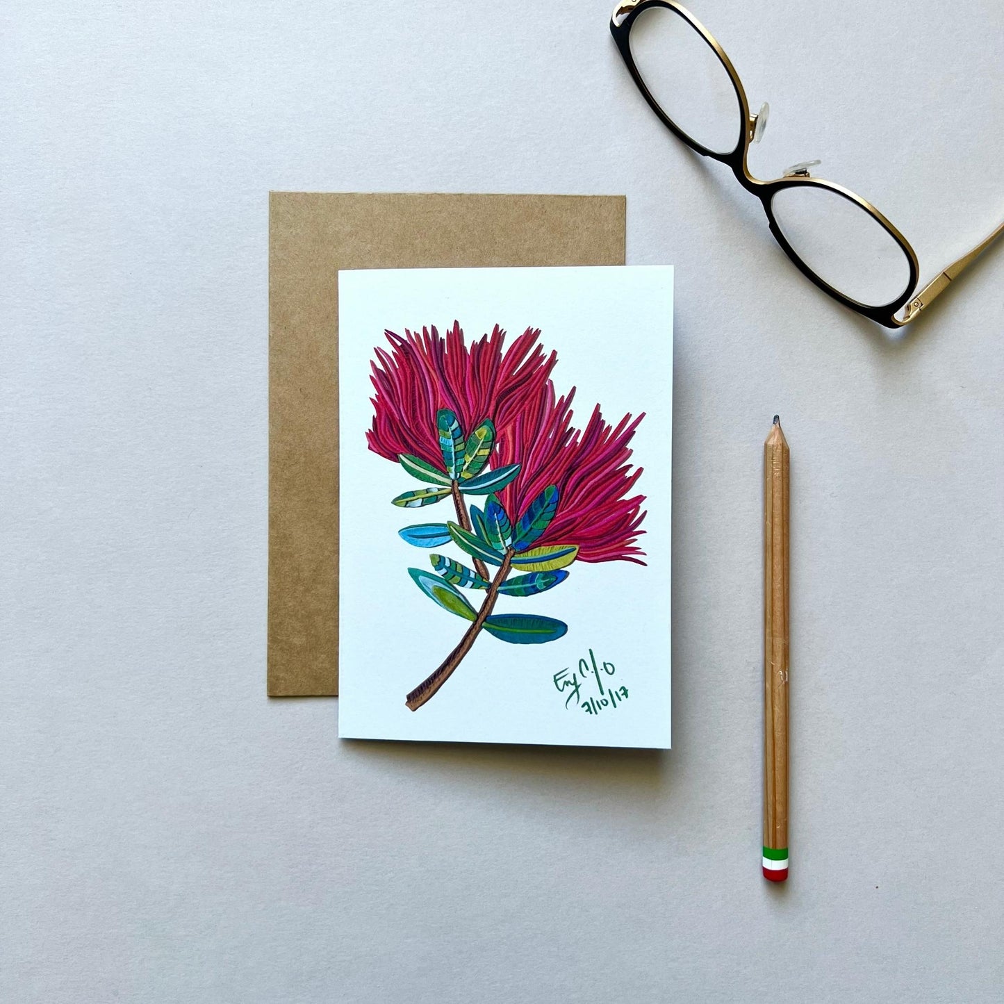 The Pohutukawa Flowers Reusable Greeting Card