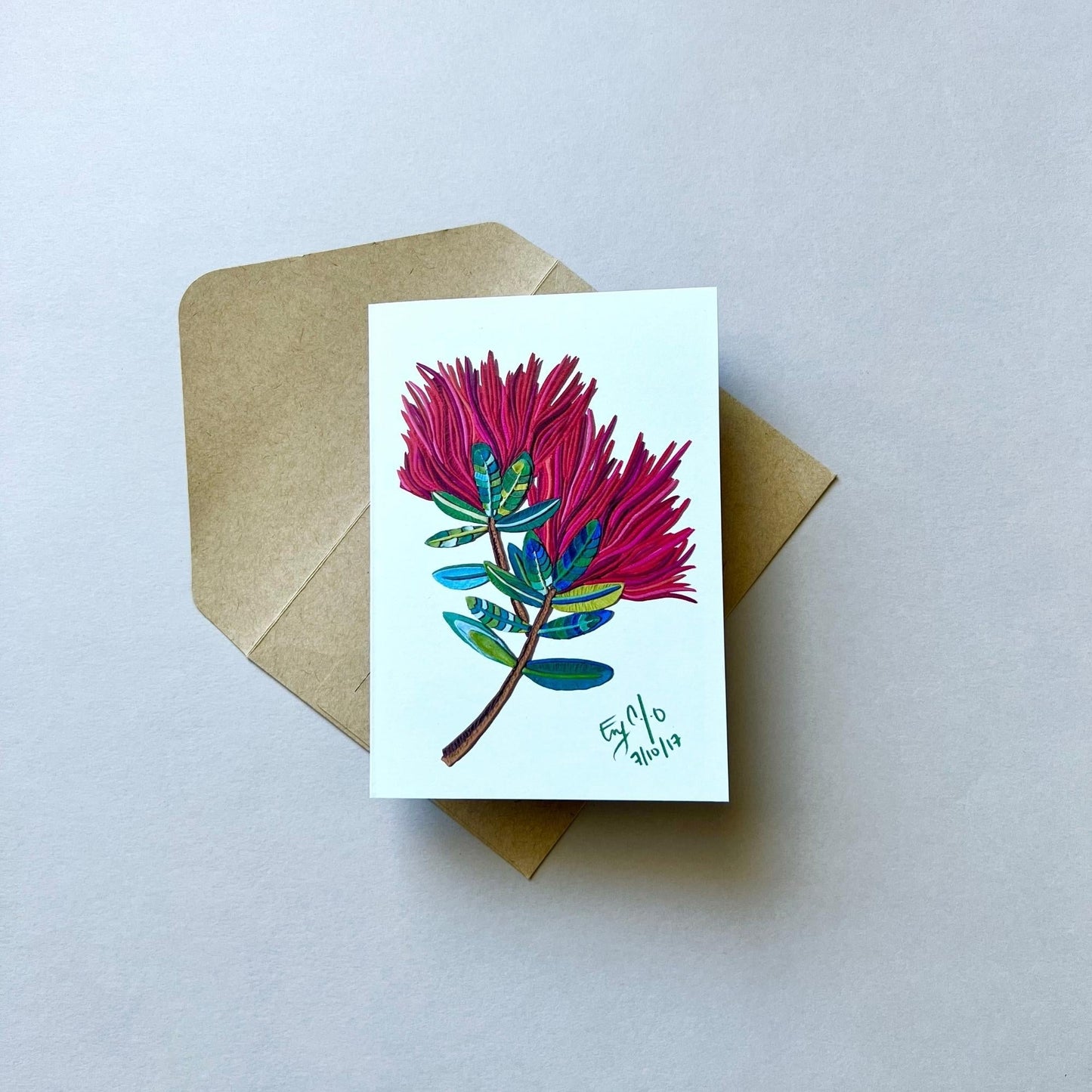 Set of 4 Pohutukawa Flowers Reusable Greeting Cards