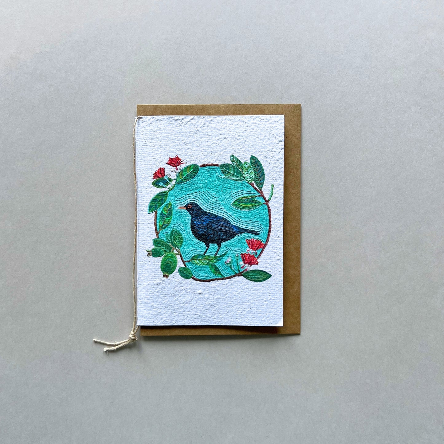 Eurasian Black Bird Plantable and Reusable Greeting Card