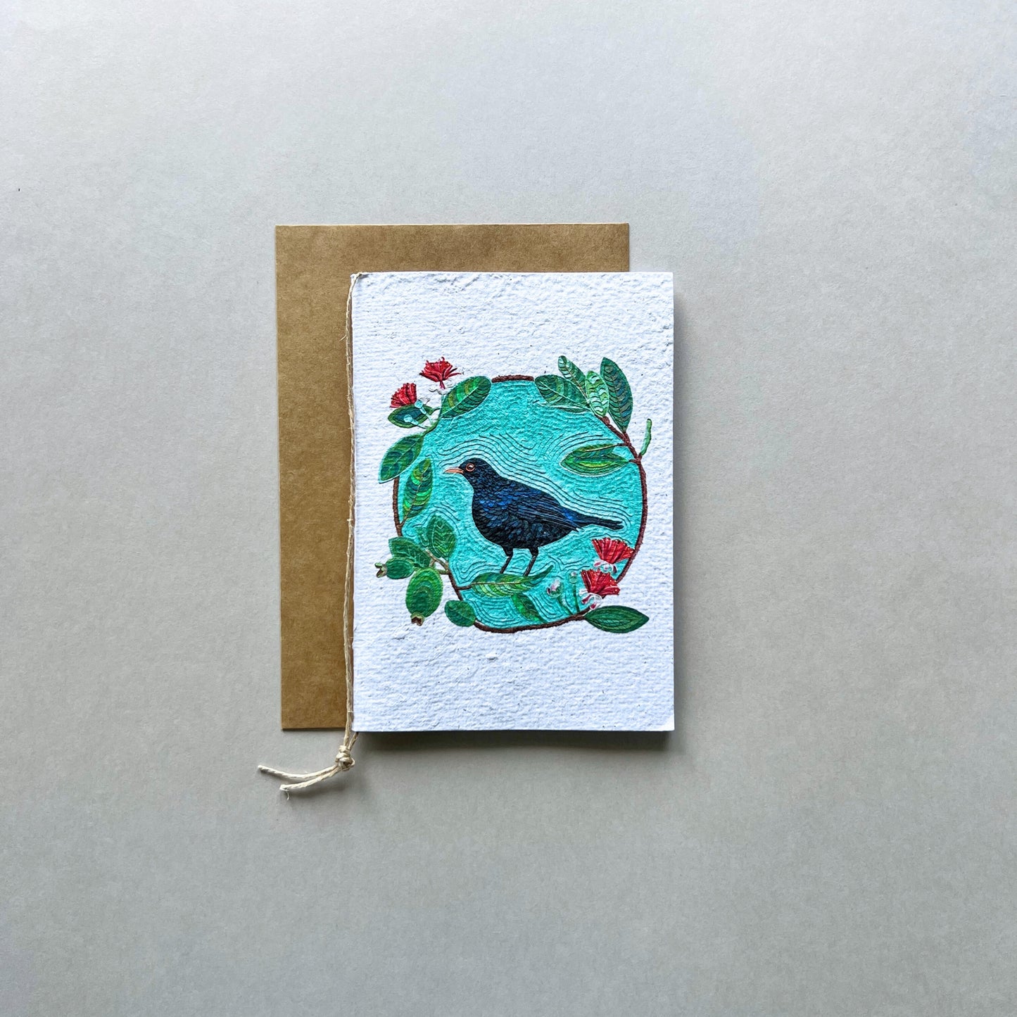 Eurasian Black Bird Plantable and Reusable Greeting Card