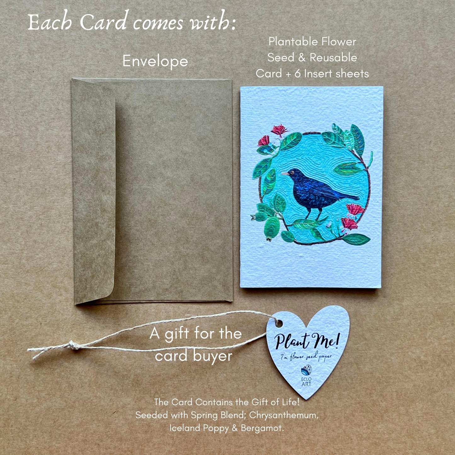 Kereru Bird Plantable and Reusable Greeting Card
