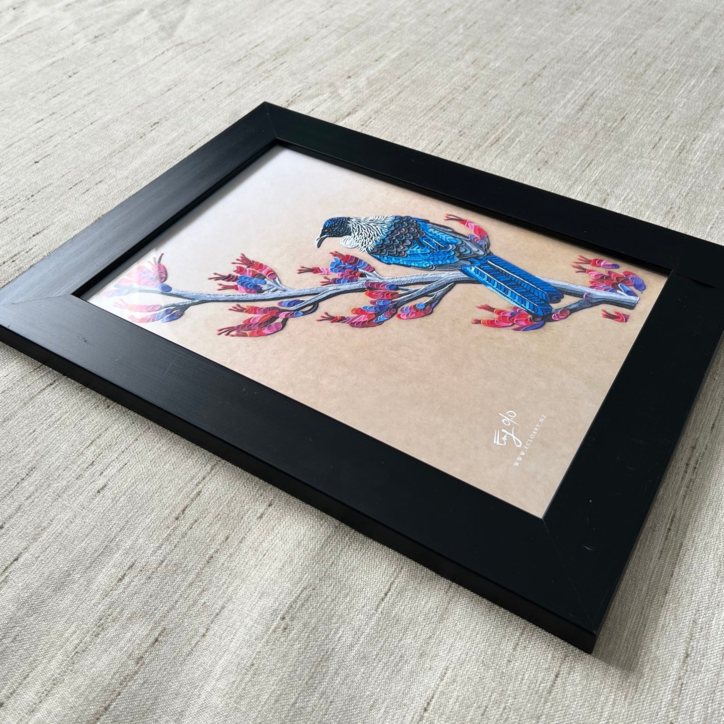 Tui Bird Framed Print (Black)