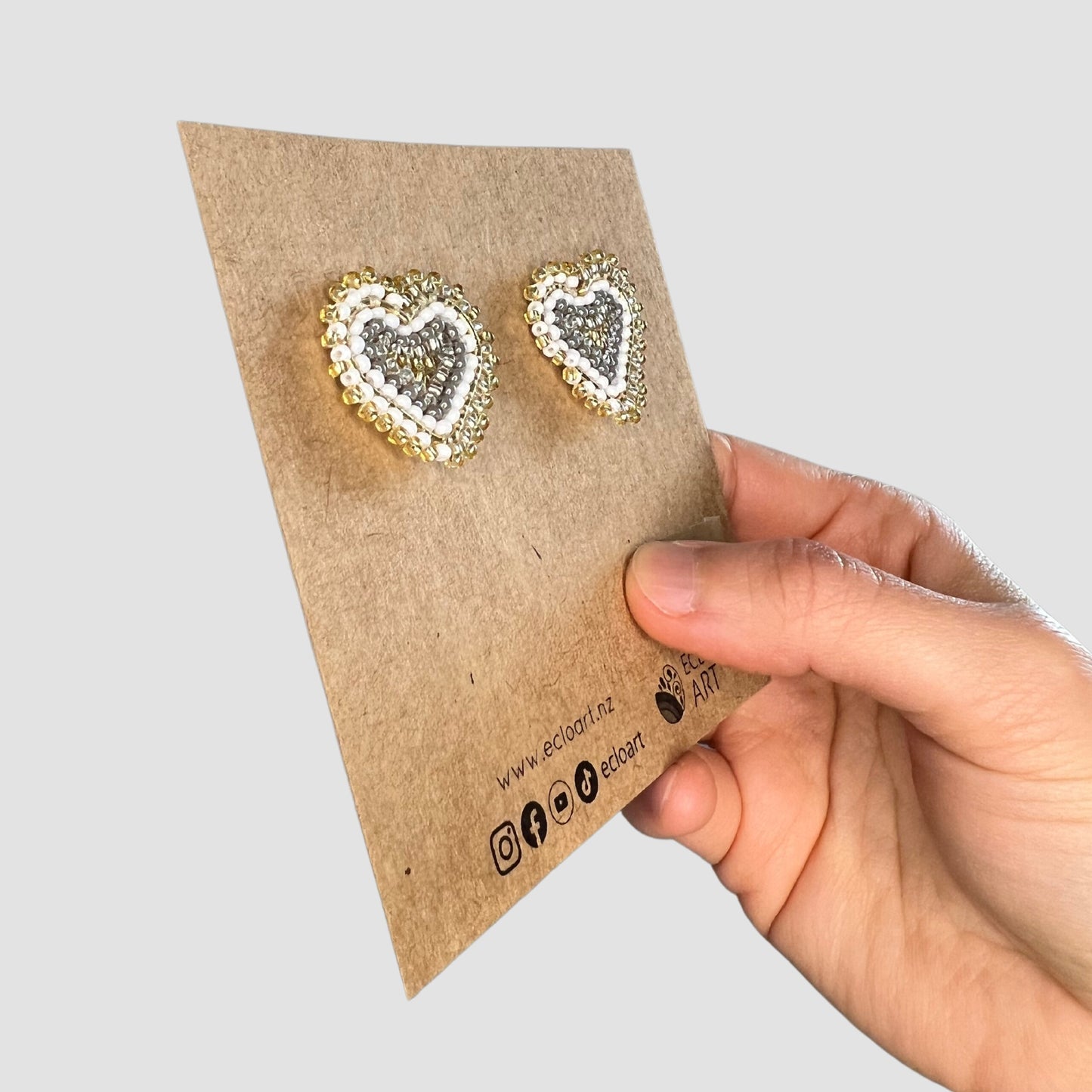 White and Golden Heart Studs