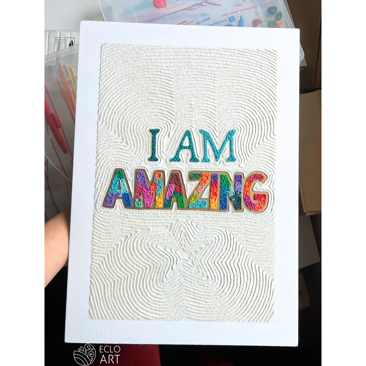 "I AM AMAZING" Clay Art Piece
