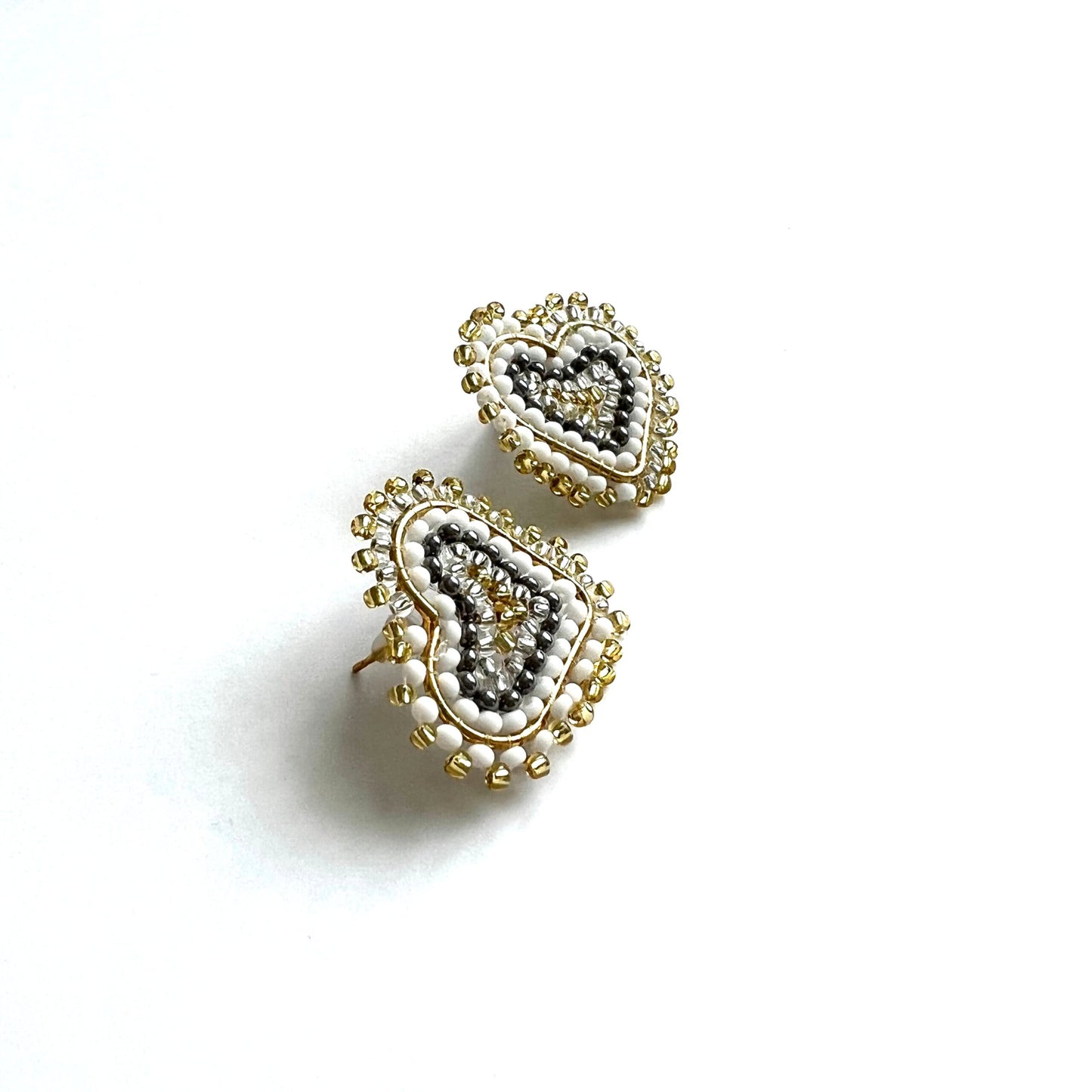 White and Golden Heart Studs