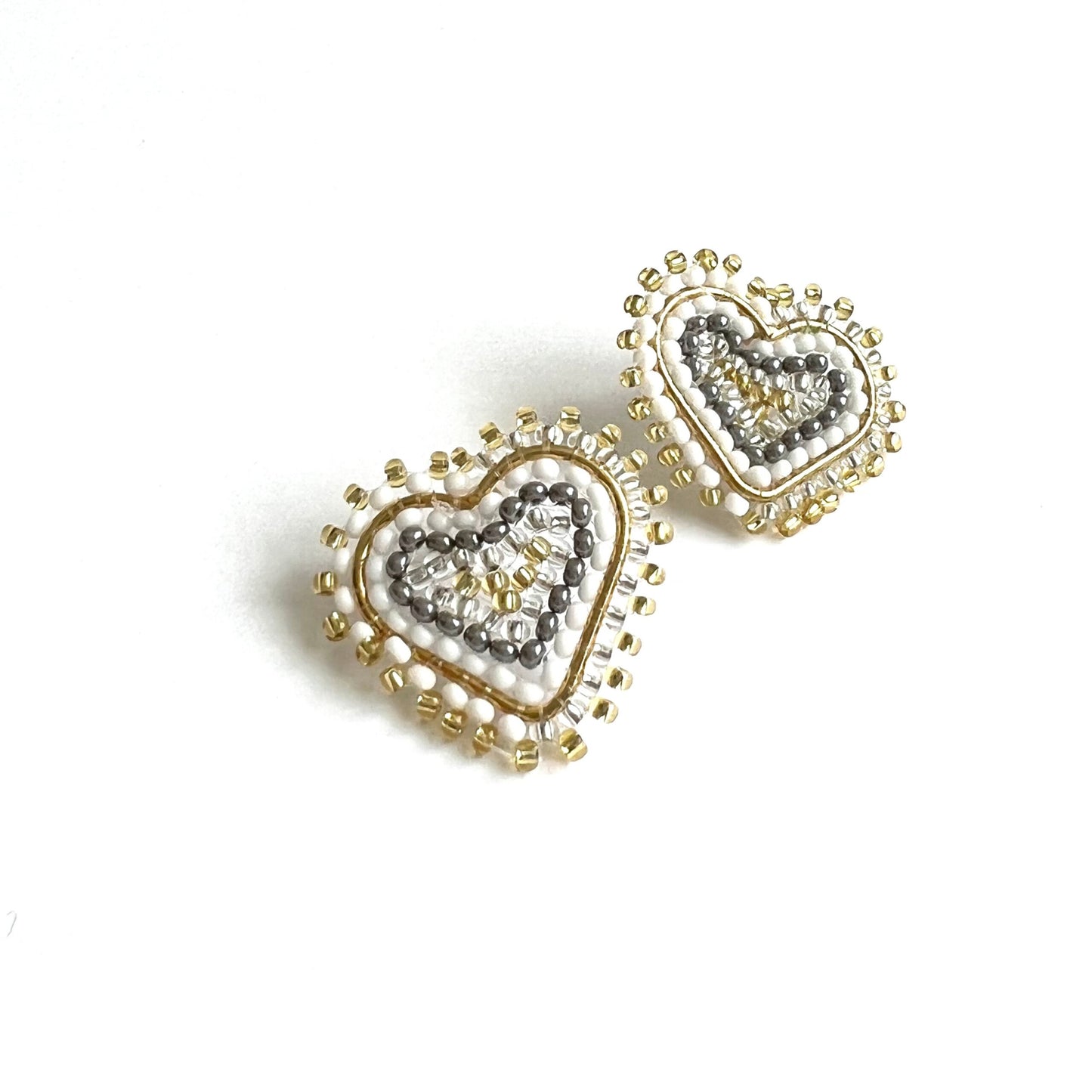 White and Golden Heart Studs