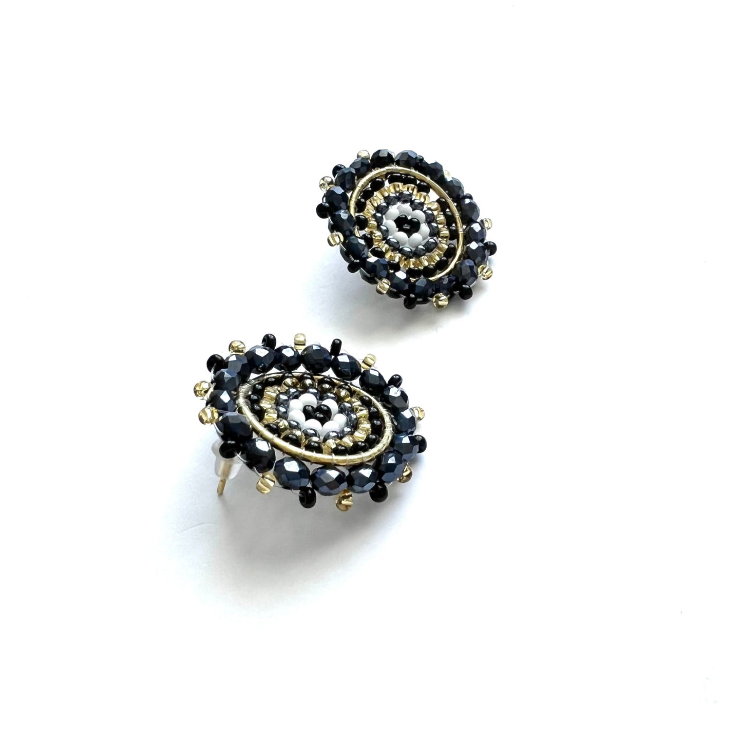 Black and Golden Circle Studs