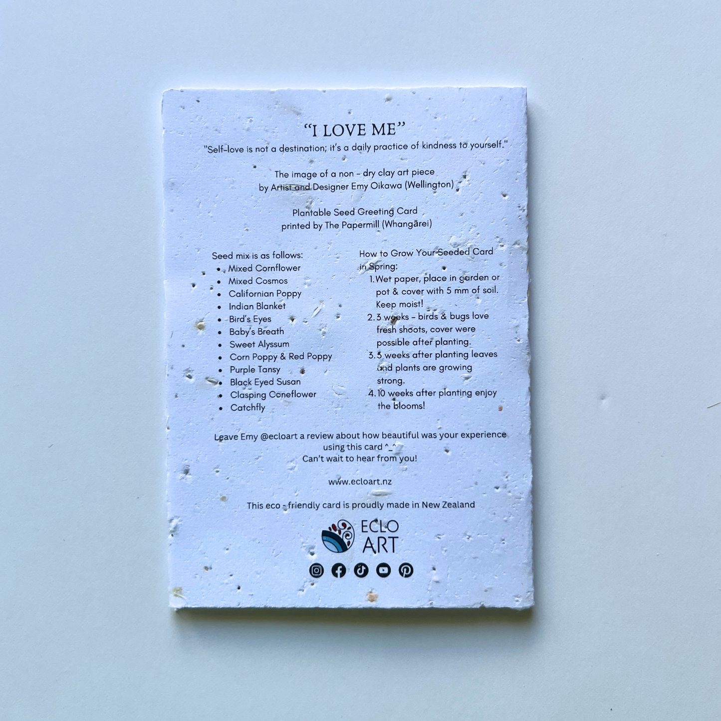 I LOVE ME - Seed of Connection Plantable Greeting Card