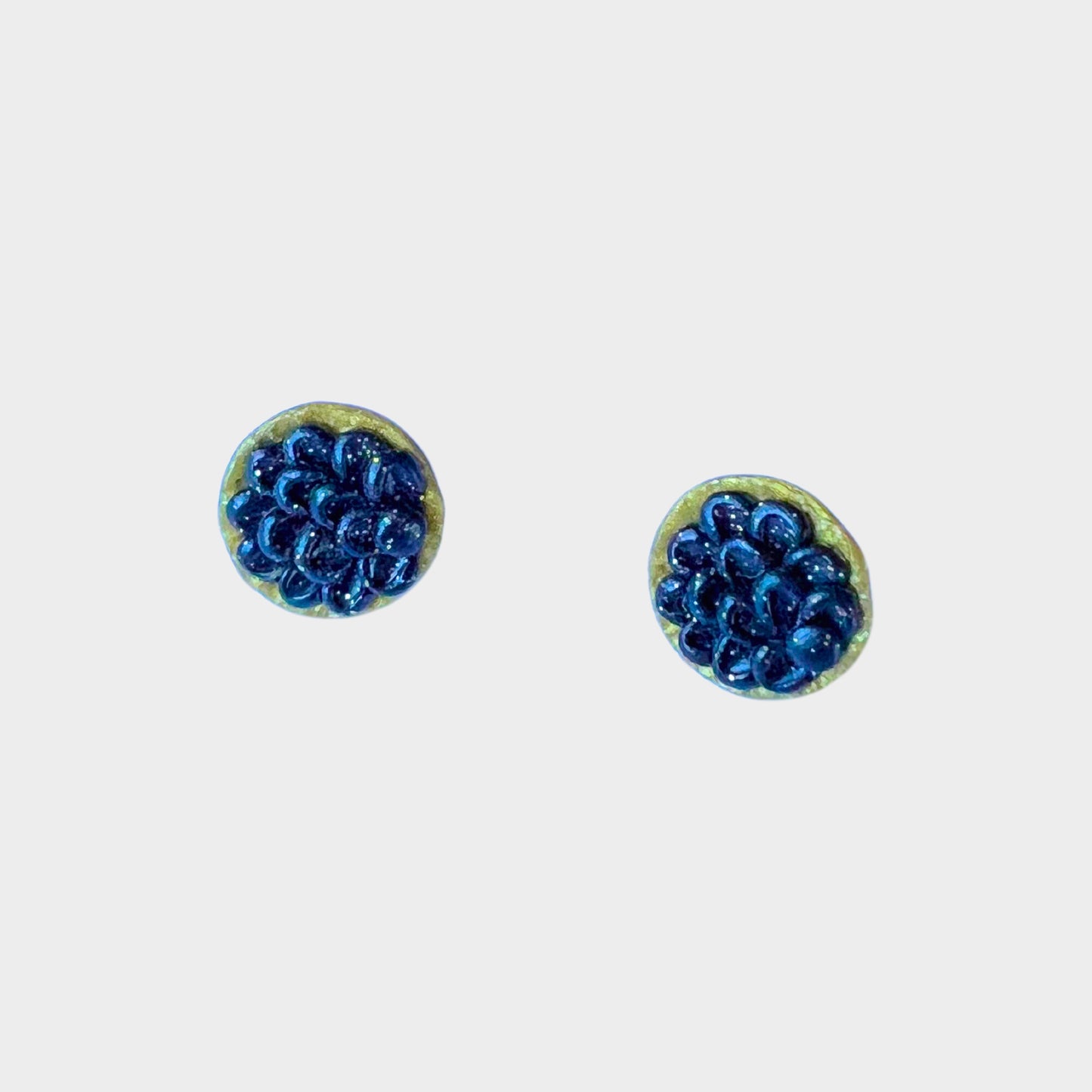 Black on Gold Circle Polymer Clay Studs